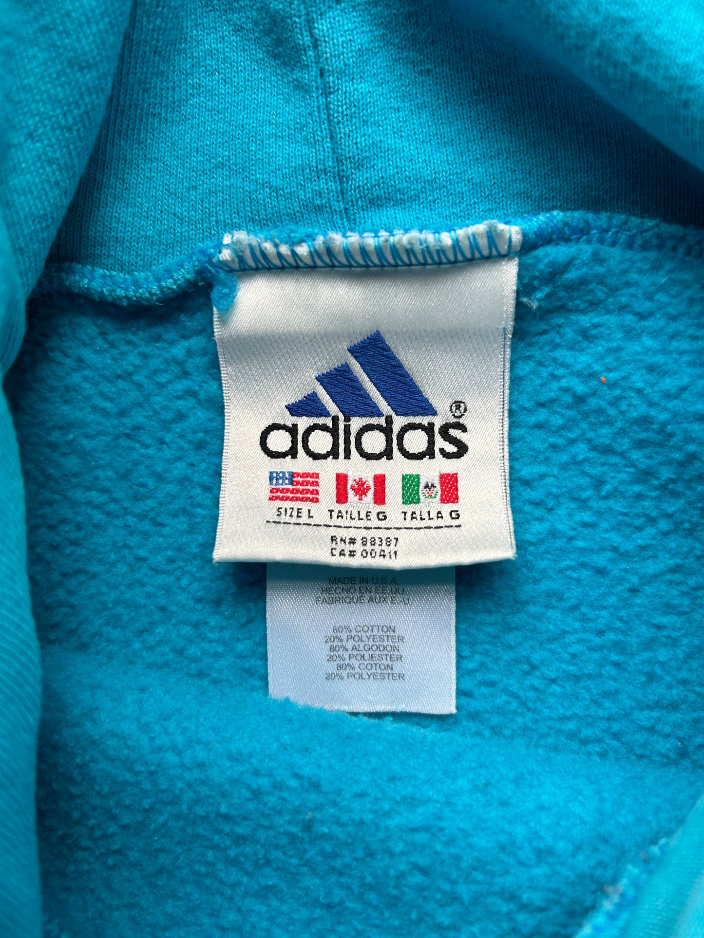 Vintage Teal Adidas Hoodie - L