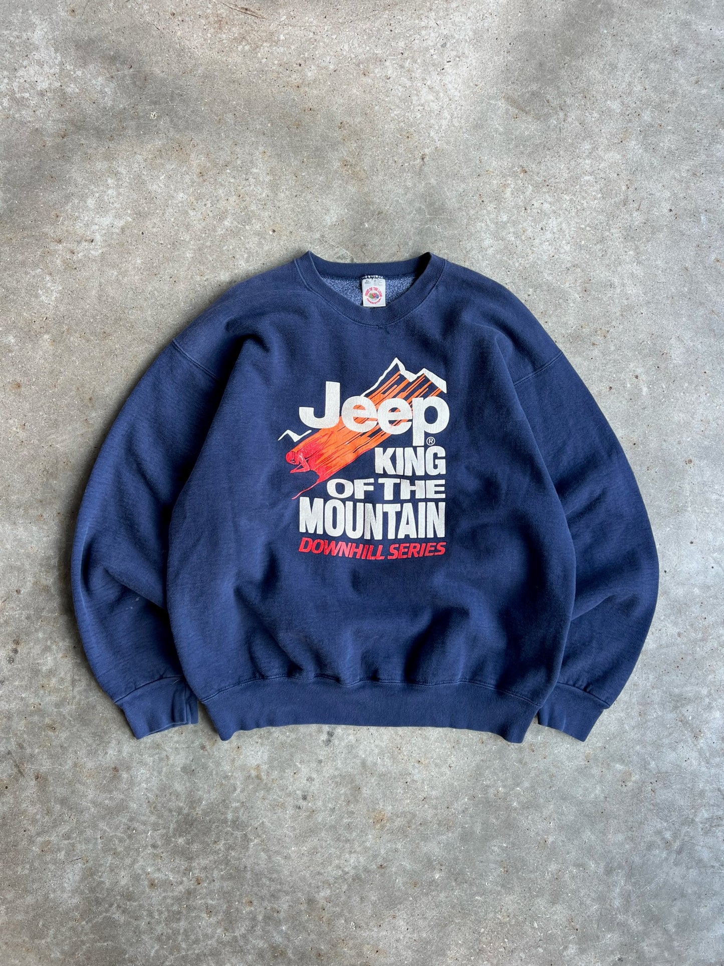 Vintage Navy Graphic Jeep Crew - XL