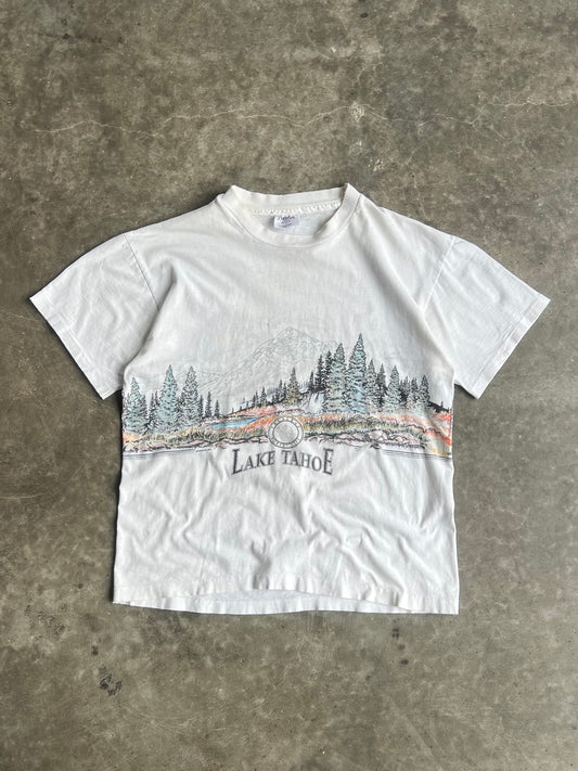 Vintage White Lake Tahoe Mountain Shirt - L