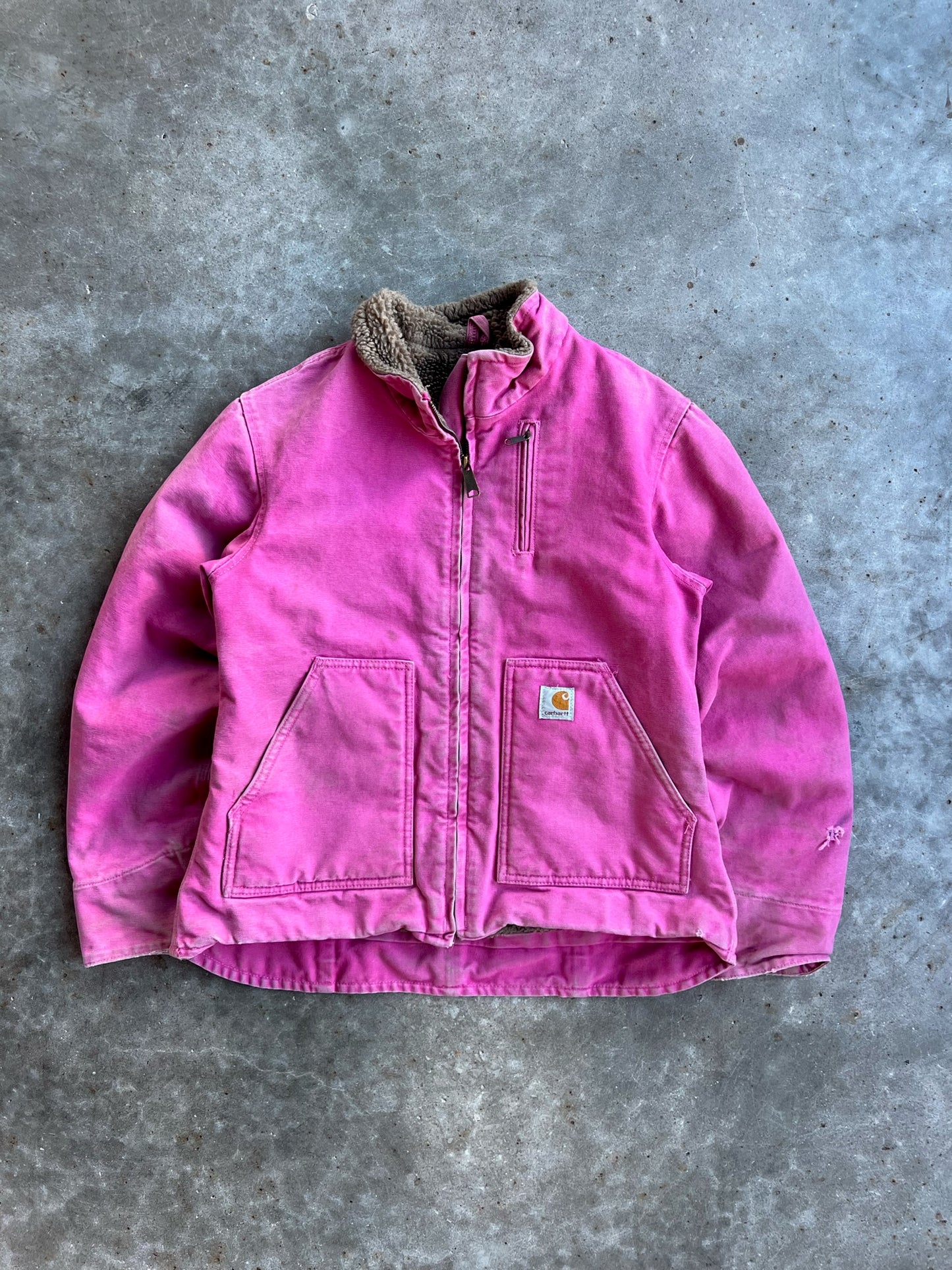 Vintage Hot Pink Sherpa Lined Carhartt Jacket - S