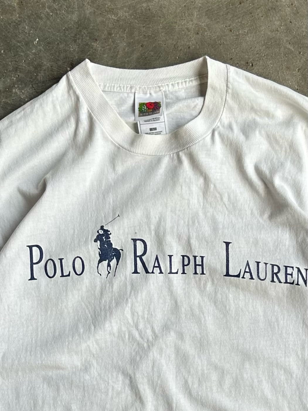 Vintage White Polo Ralph Lauren Tee - L