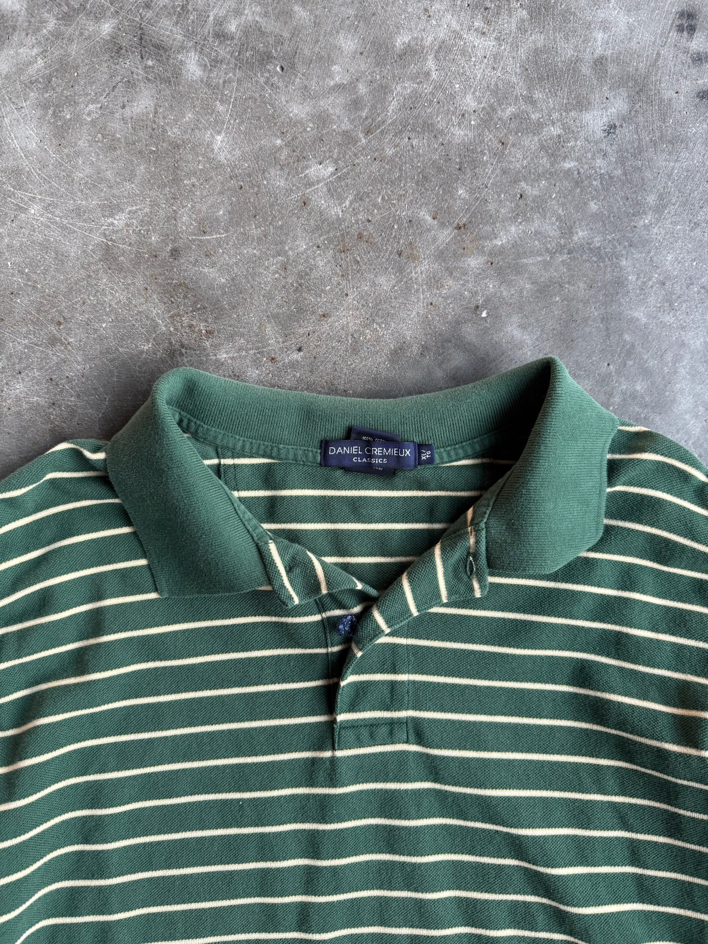 Vintage Daniel Cremieux Green Stripe Cropped Polo - XL