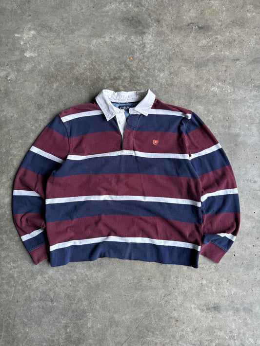 Vintage Chaps Navy & Burgundy Rugby Shirt - L