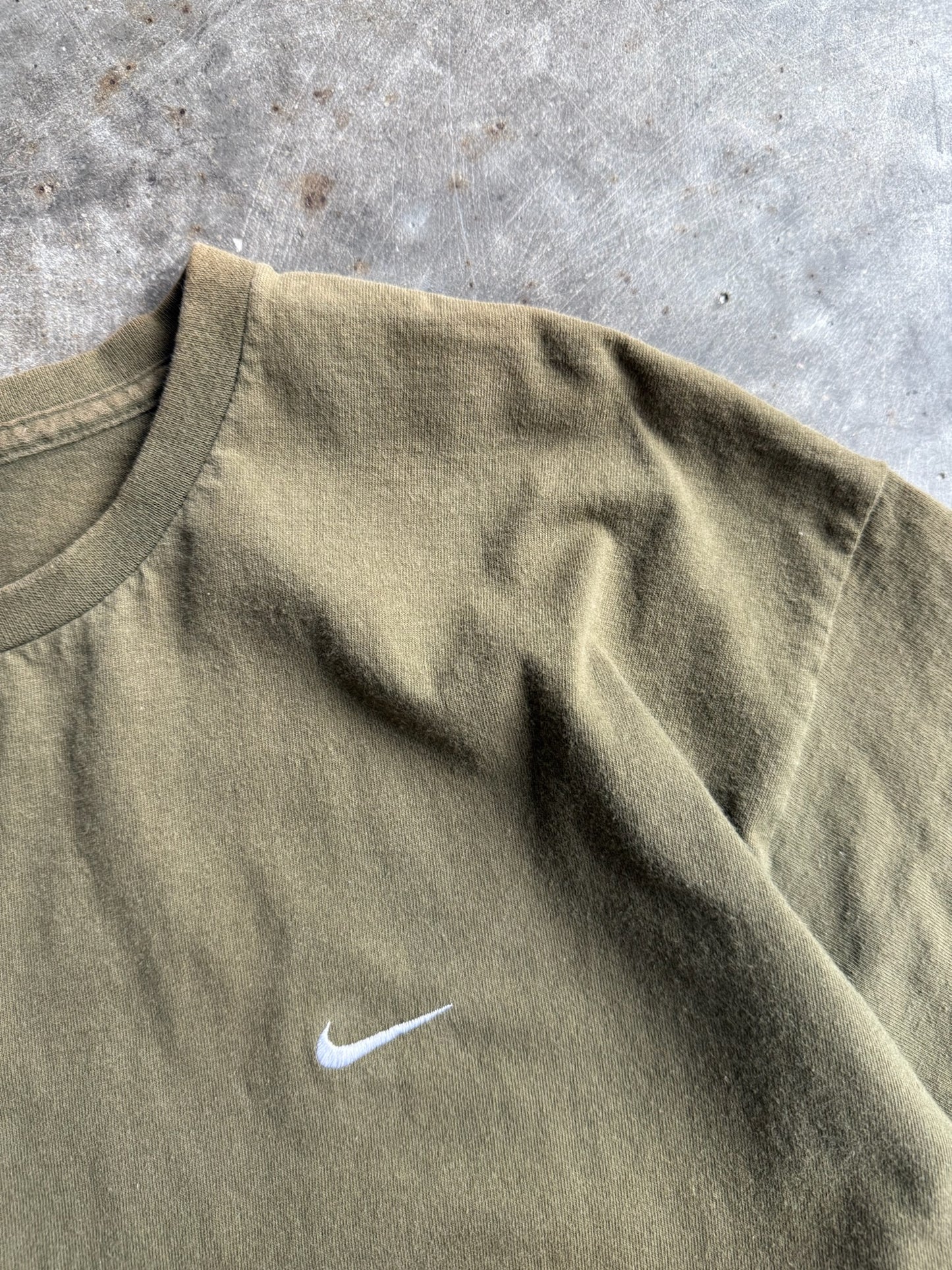 Vintage Army Green Nike Swoosh Shirt - L