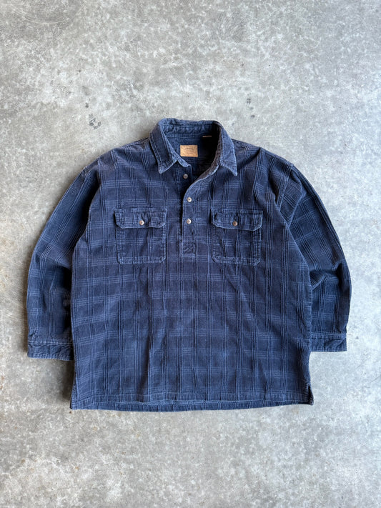 Vintage St John’s Bay Navy Corduroy Quarter Button Up - XXL