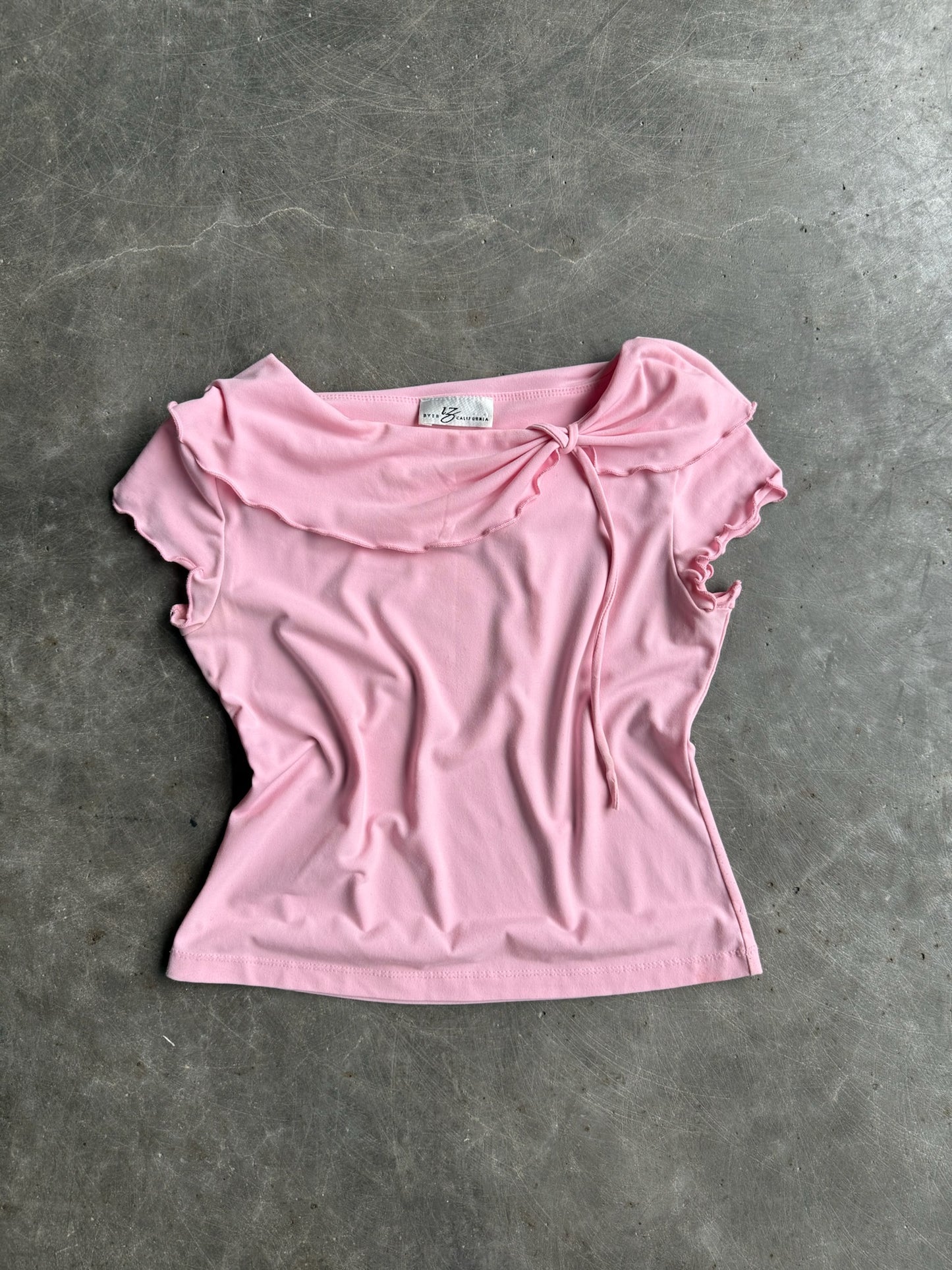 Vintage Baby Pink Tie Top - M