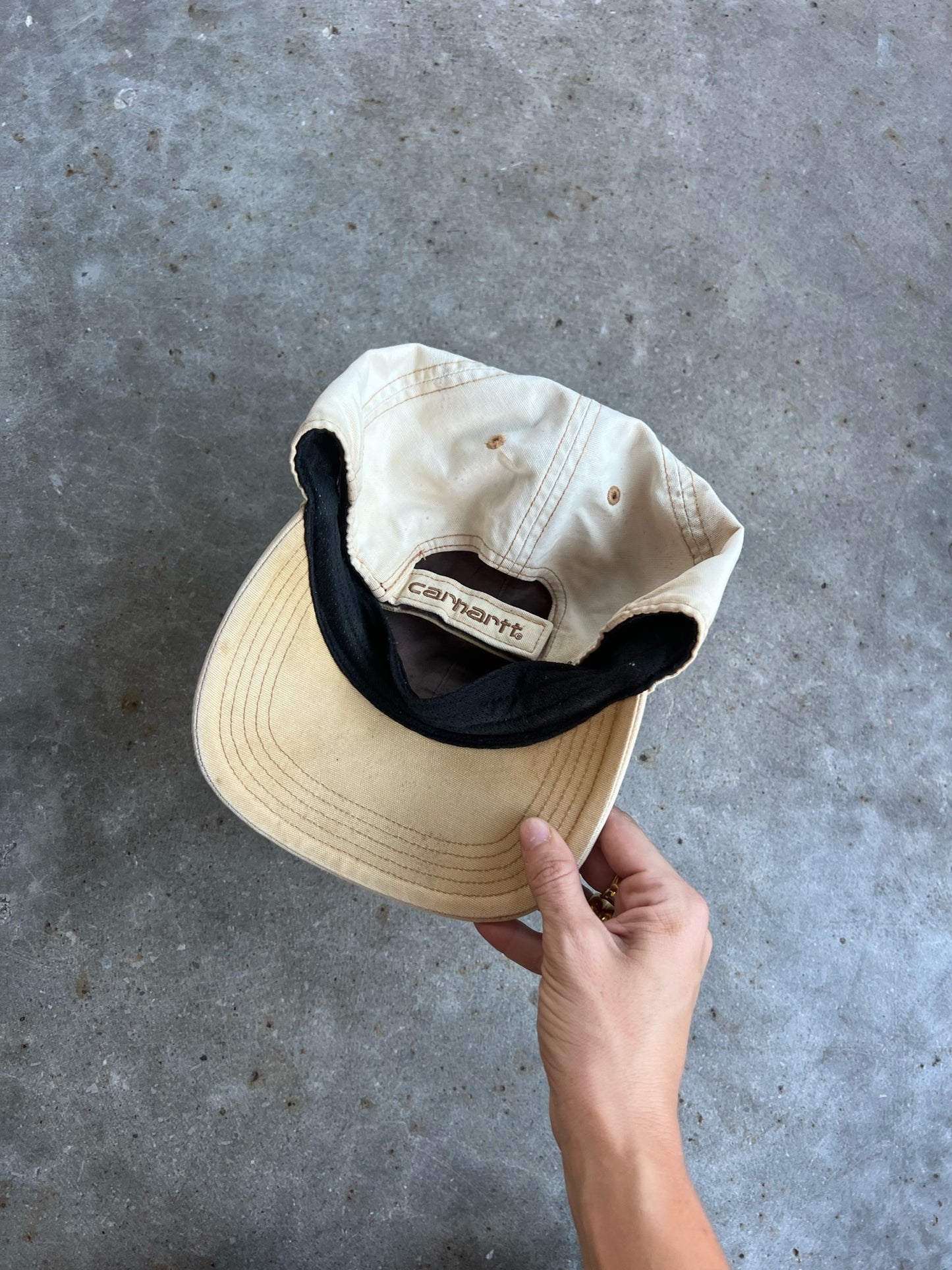 Vintage Cream Carhartt Velcro Hat