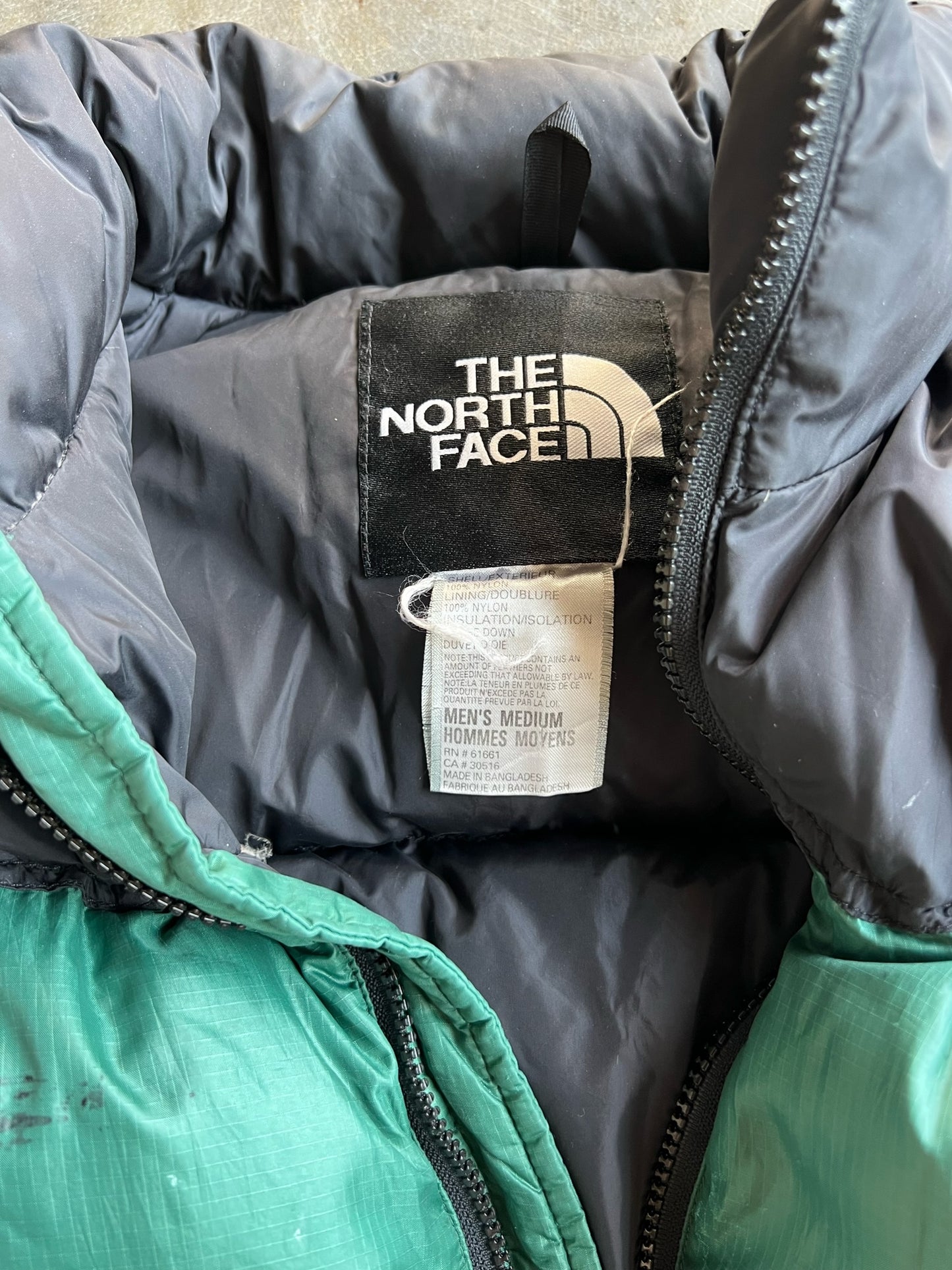 Vintage Green North Face Zip Up Puffer - M