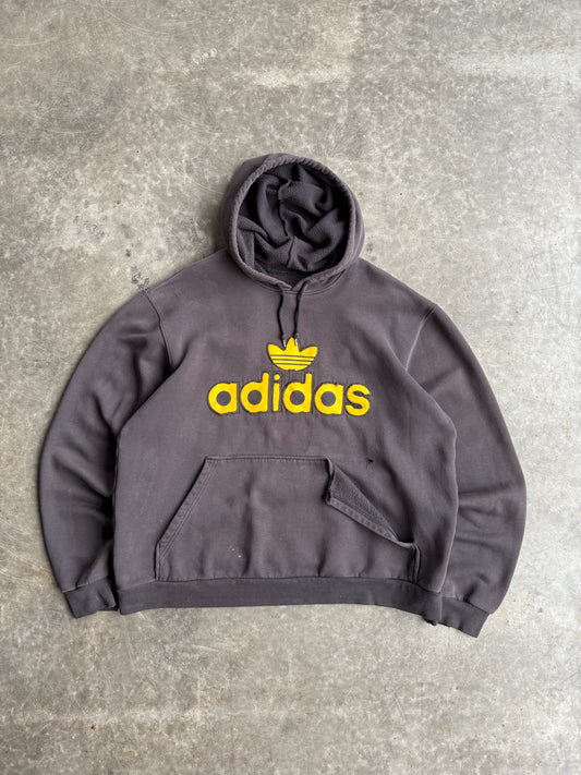 Vintage Black/Yellow Adidas Hoodie - XL