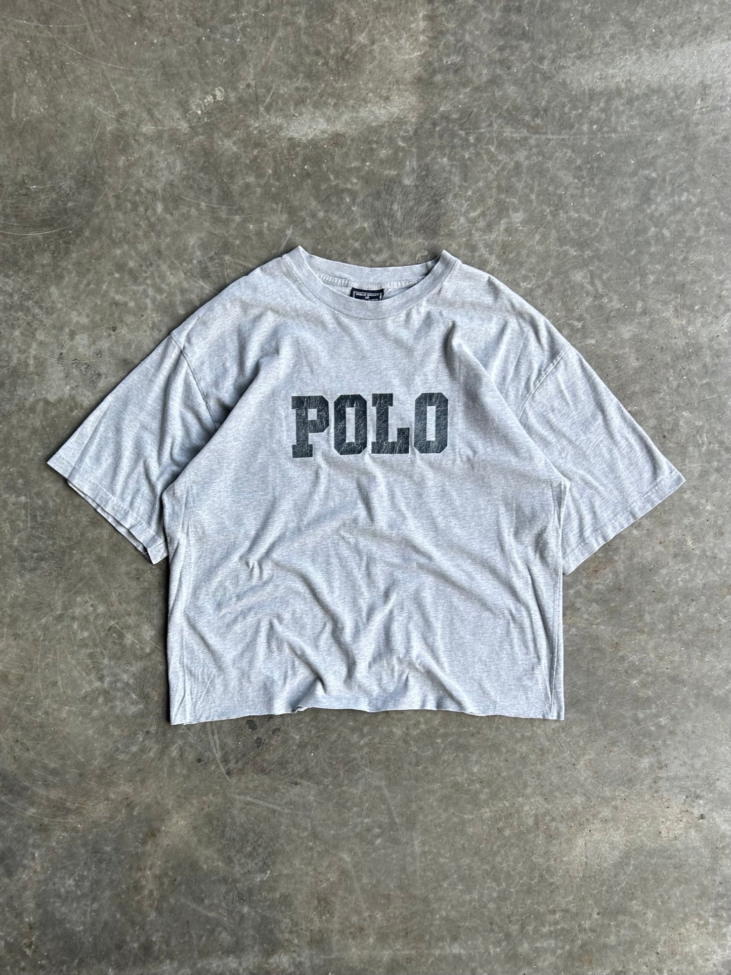 Vintage Grey Polo Cropped Tee - XL