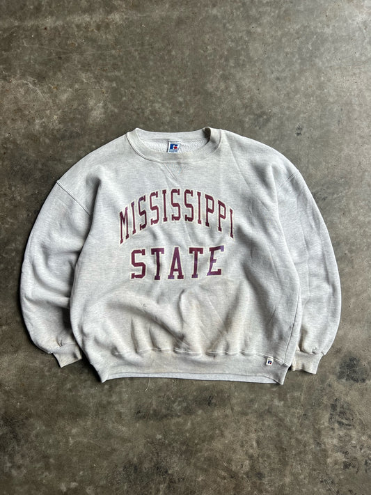 Vintage Grey Mississippi State Crew - XXL