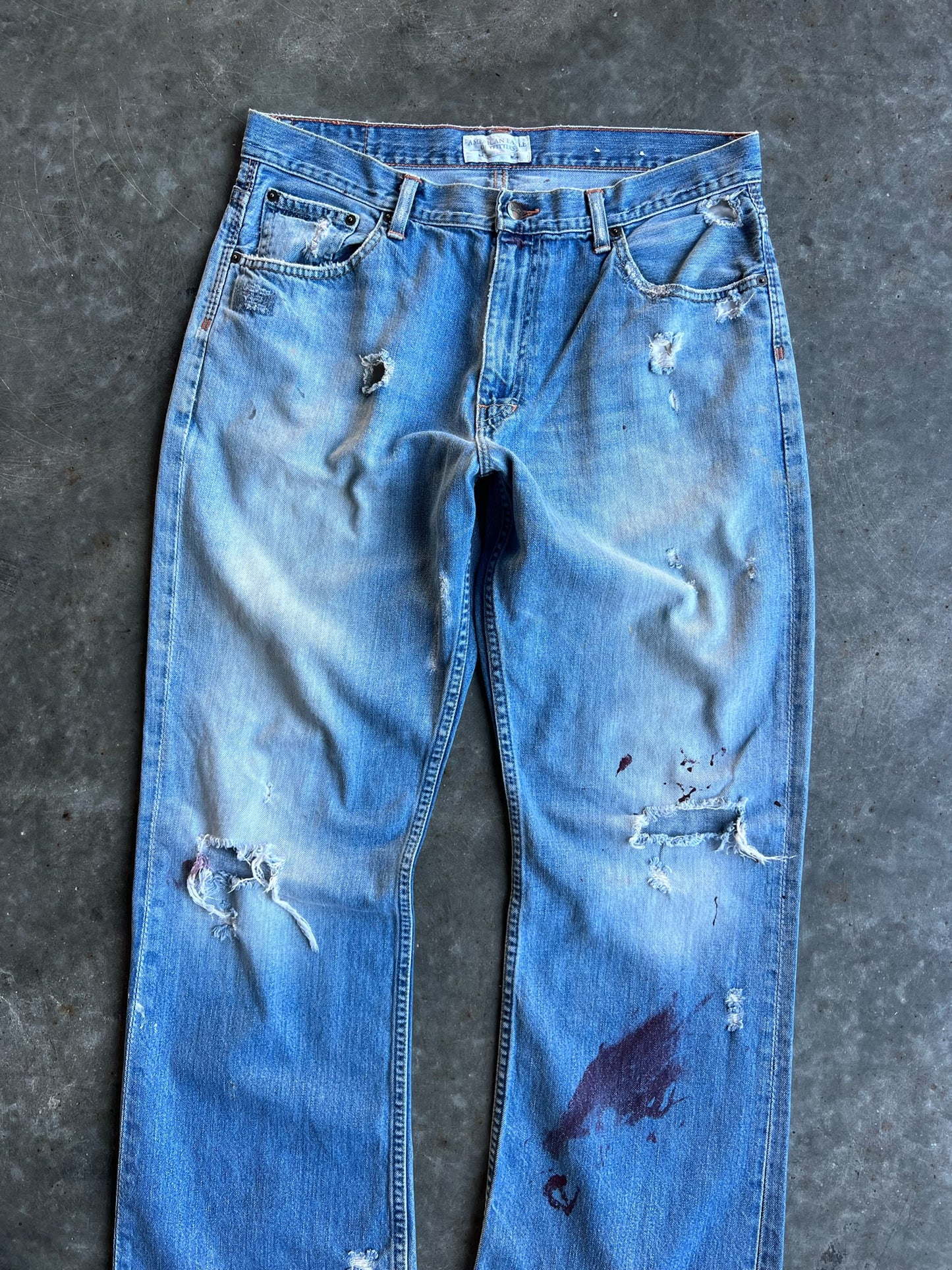 Vintage Distressed Painted American Eagle Pants - 35