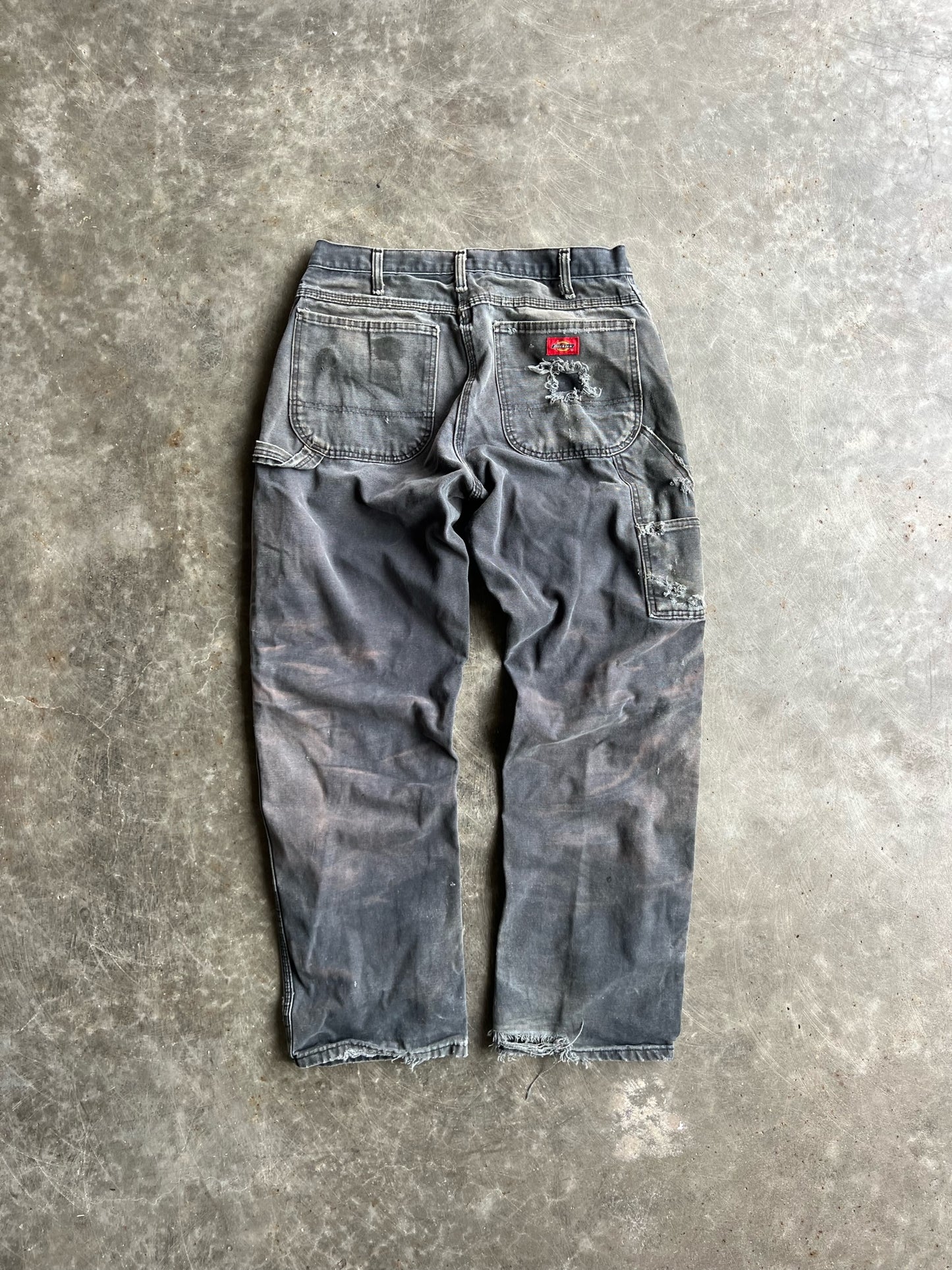 Vintage Distressed Faded Black Dickies Carpenter Pants - 32