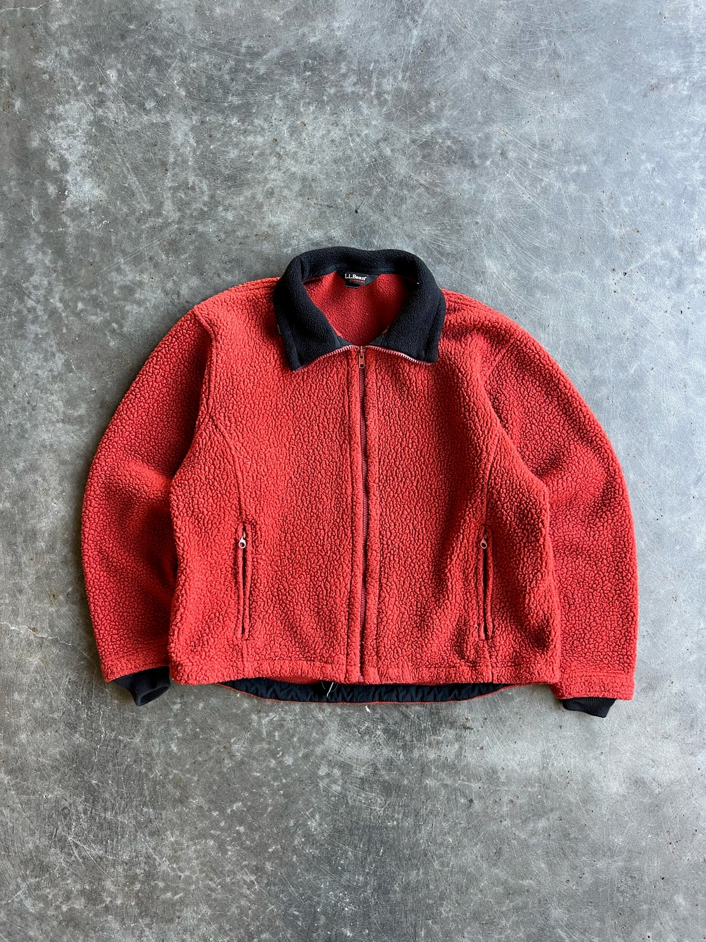 Vintage Red Orange Fleece LLC. Bean Zip Up - L