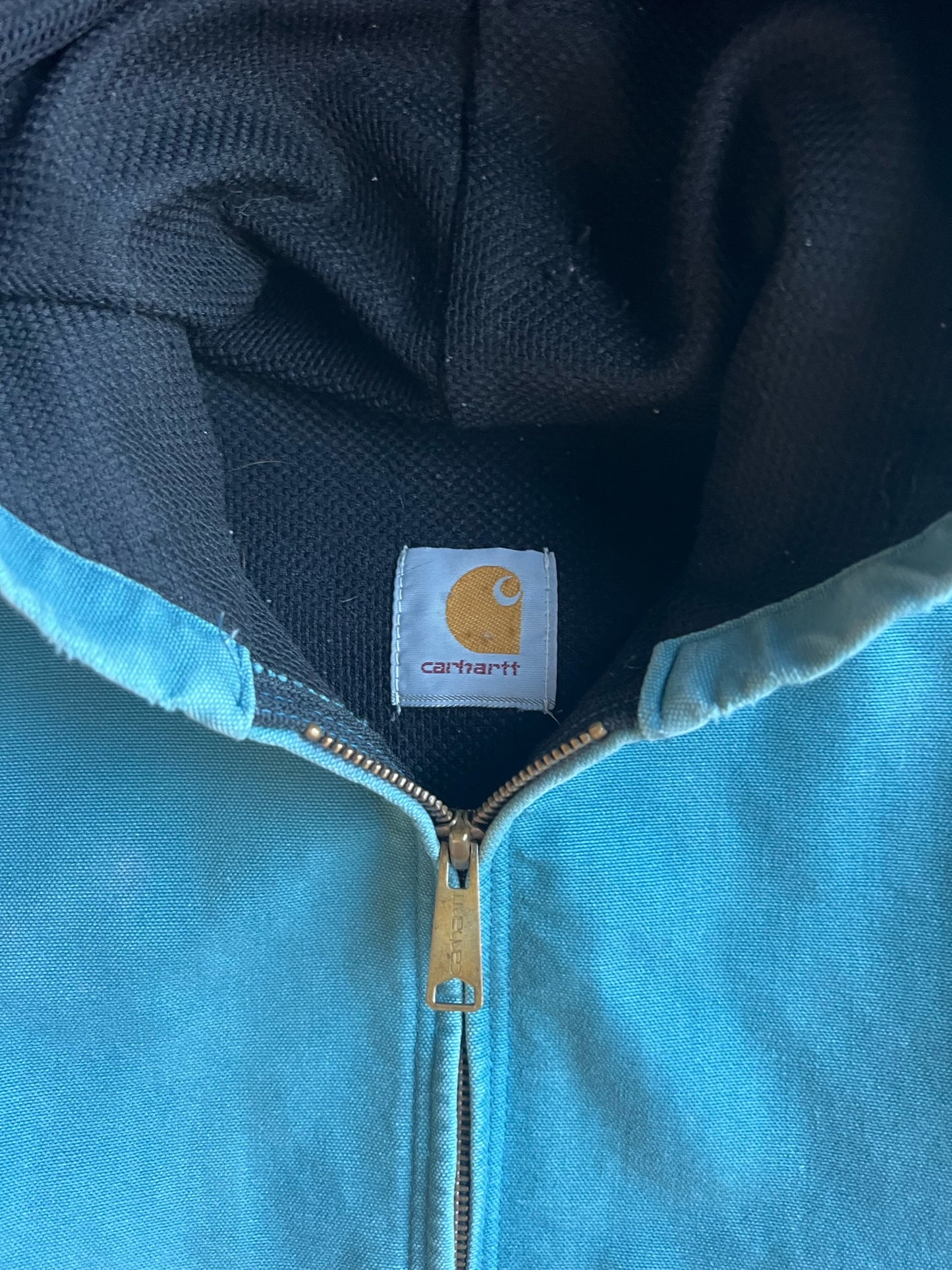 Vintage Teal Blue Hooded Carhartt Jacket - L