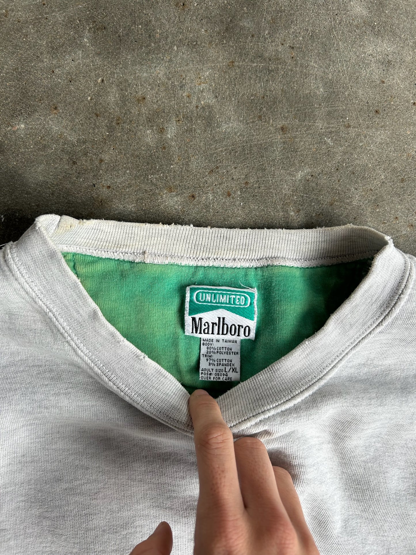 Vintage Grey Embroidered Marlboro Crew - L