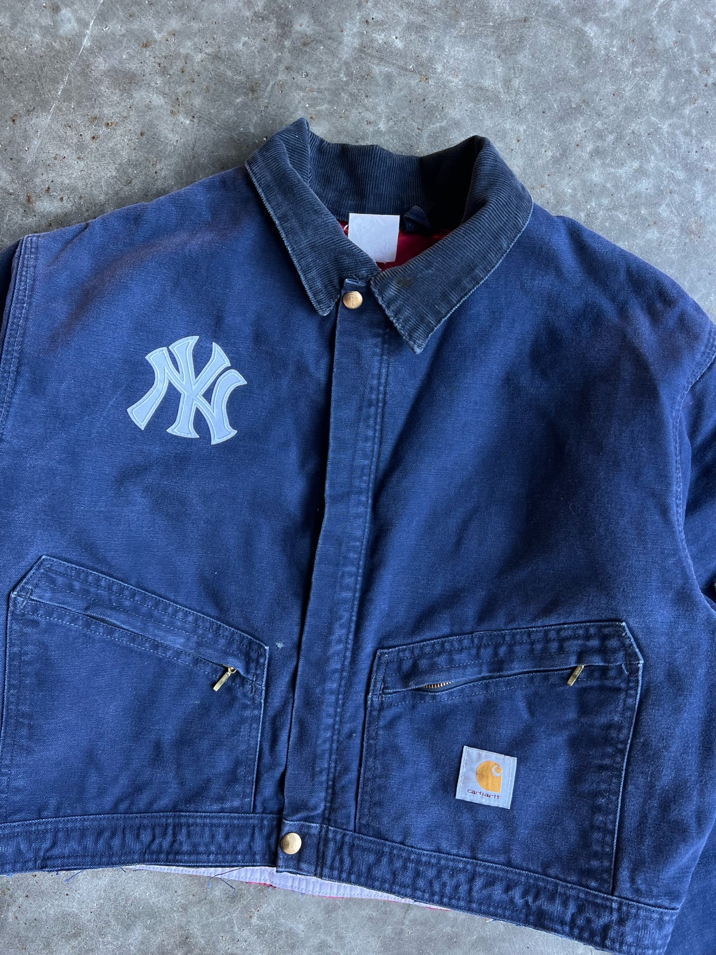 Vintage Yankees Cropped Navy Carhartt Jacket - M