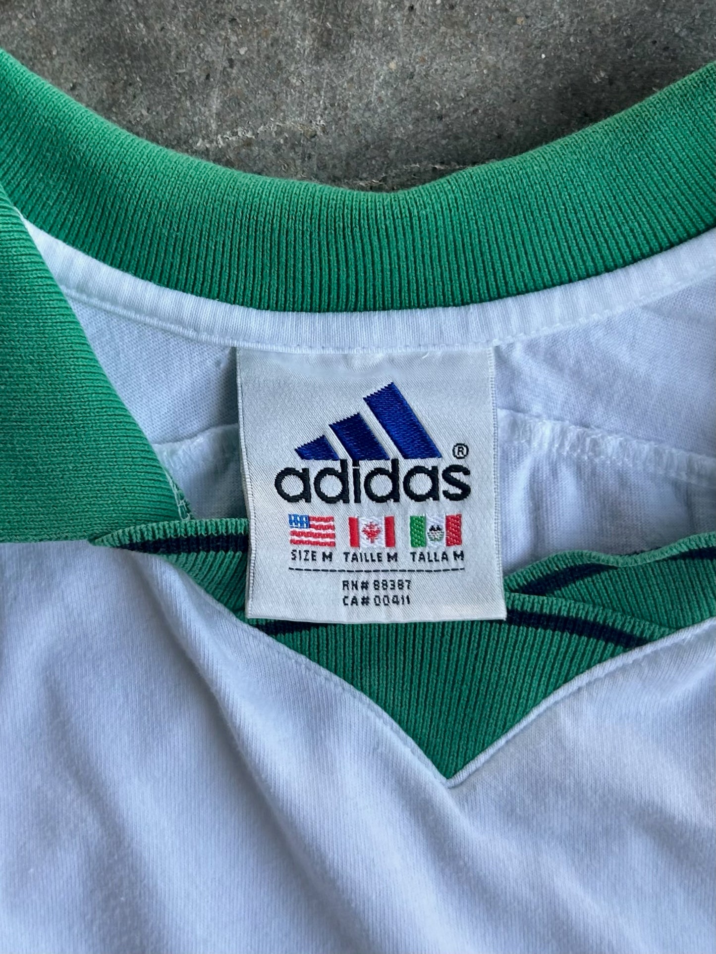 Vintage White Adidas Polo Tee - L