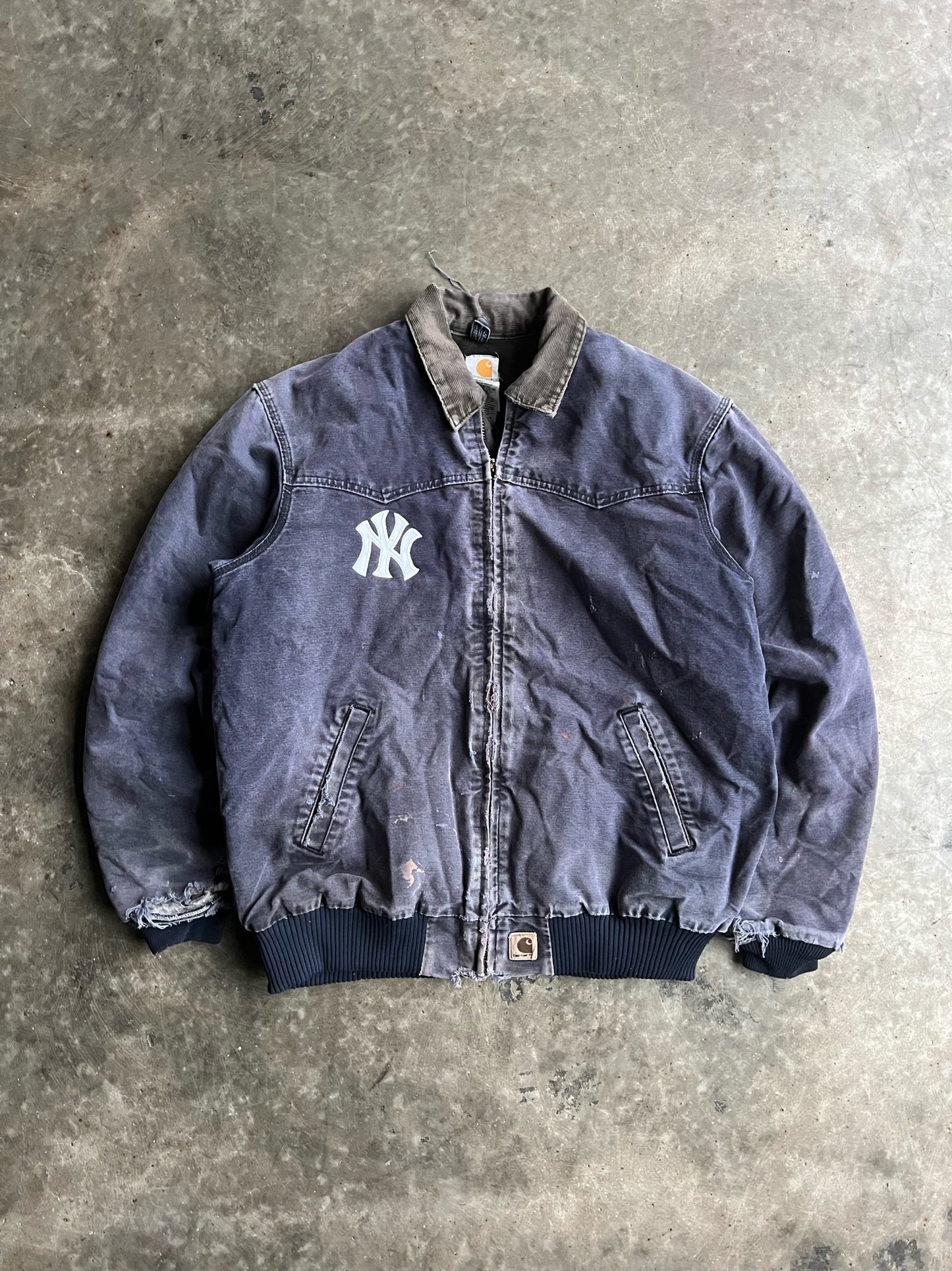 Vintage Yankees Distressed Navy Detroit Carhartt Jacket - XL