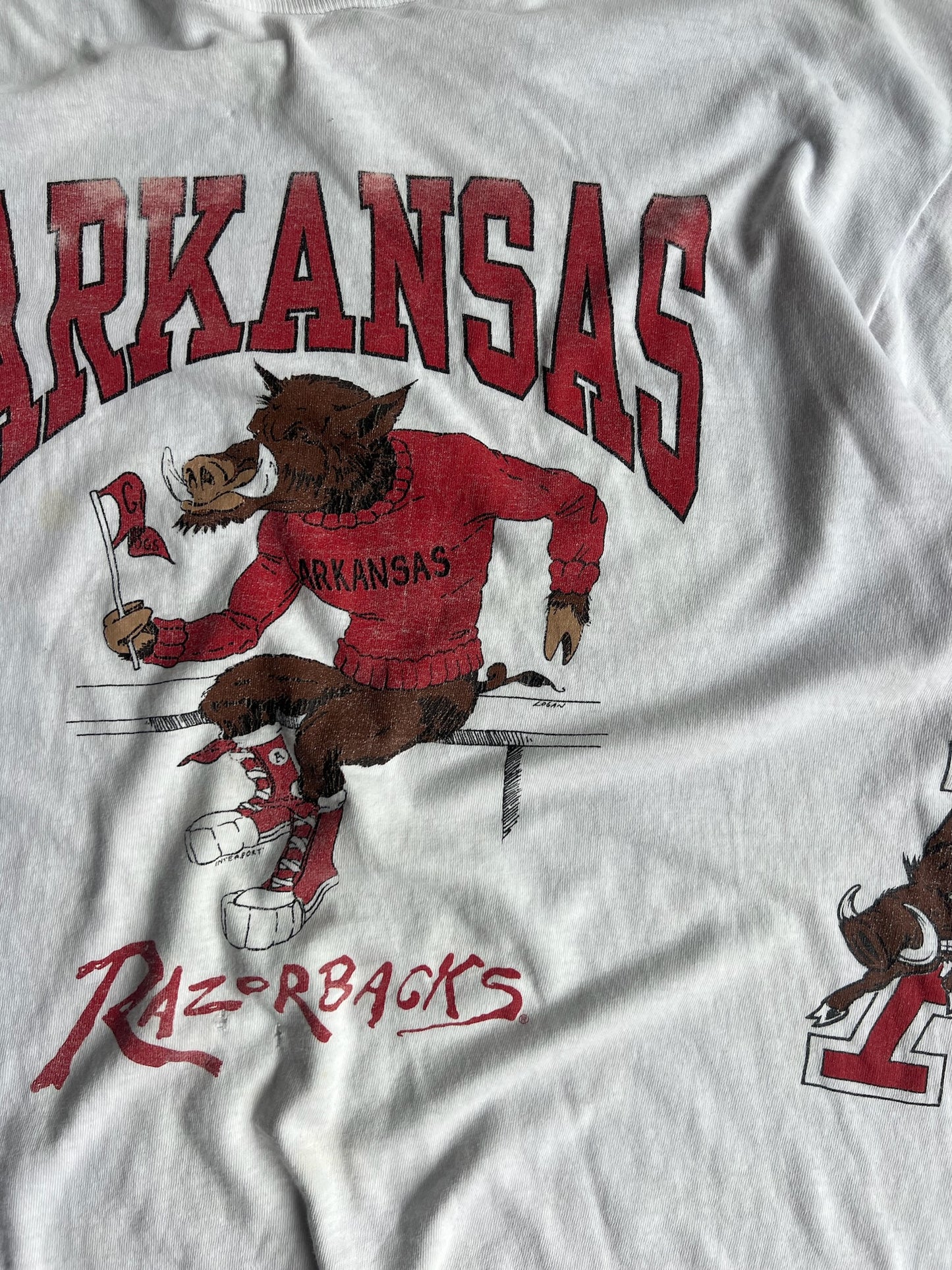 Vintage White Arkansas Razorbacks Shirt - XL