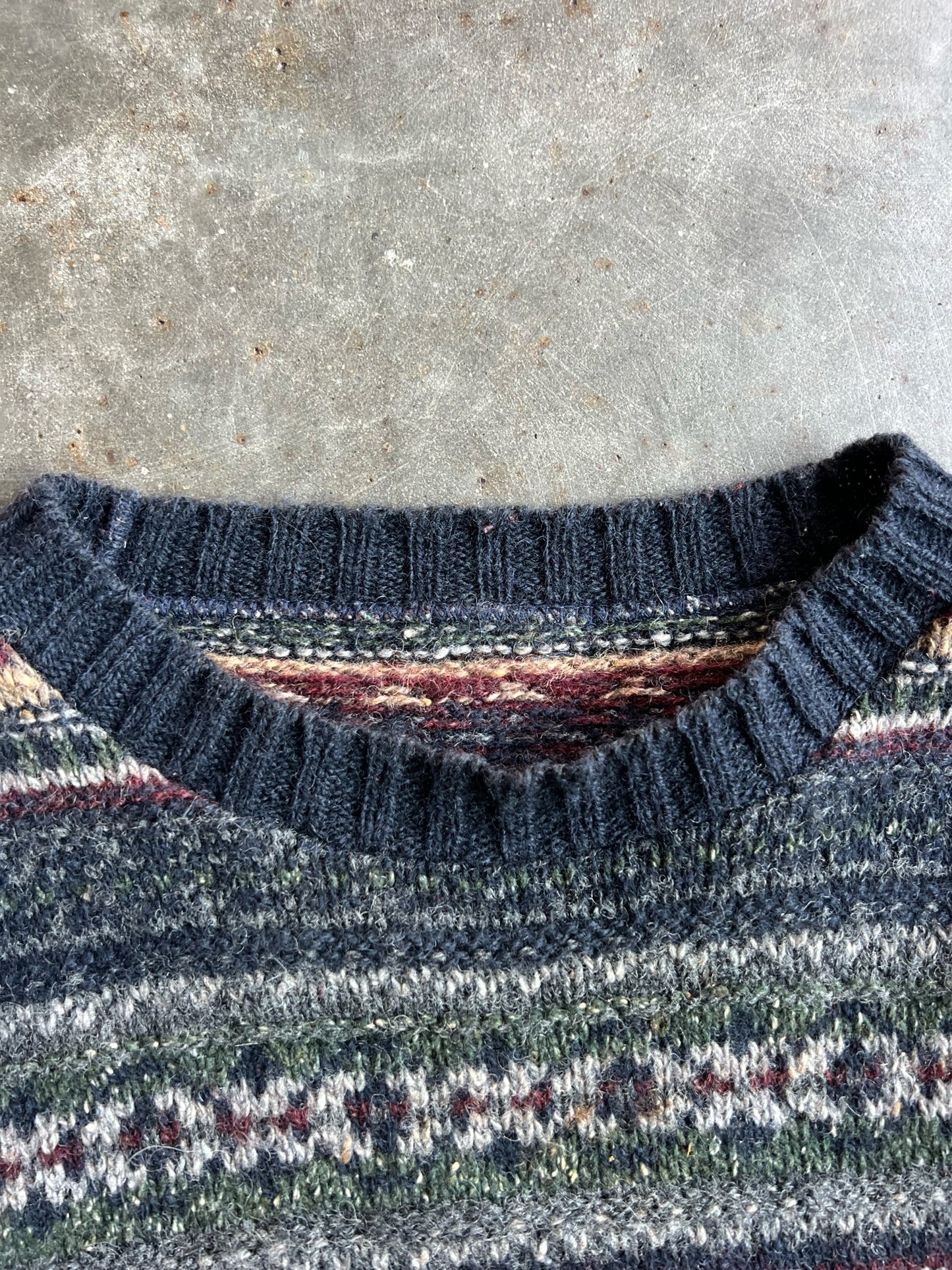 Vintage Pattern Knit Sweater - XL