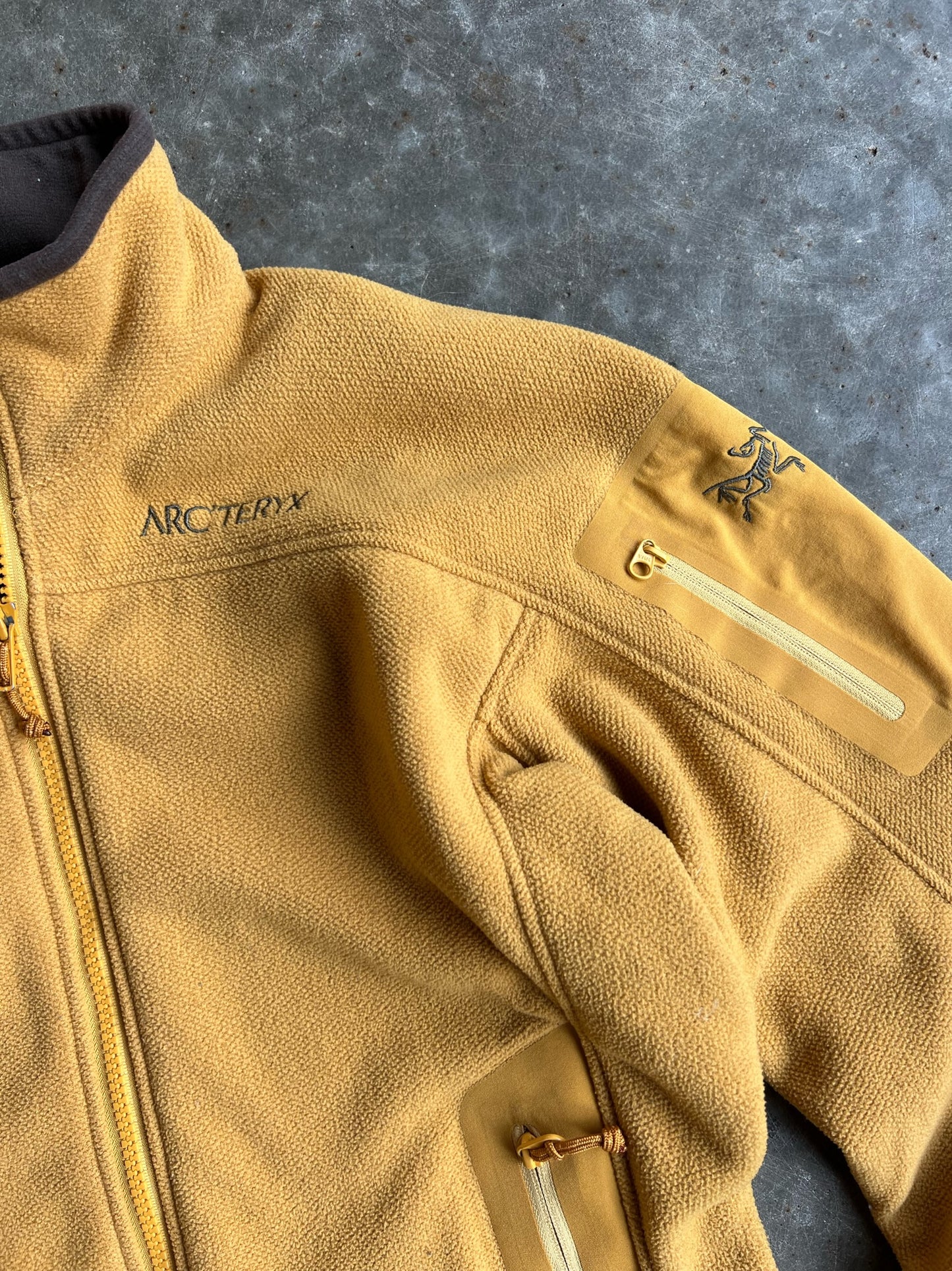 Mustard Yellow Fleece Arcteryx Fleece Zip Up - M