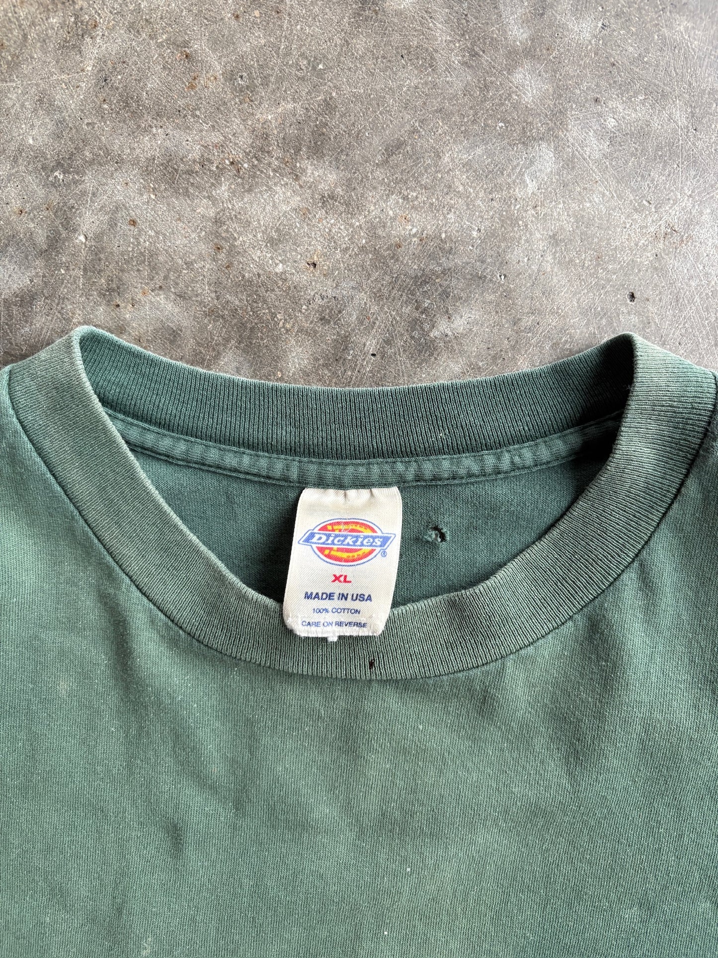 Vintage Distressed Green Blank Dickies Tee - XL