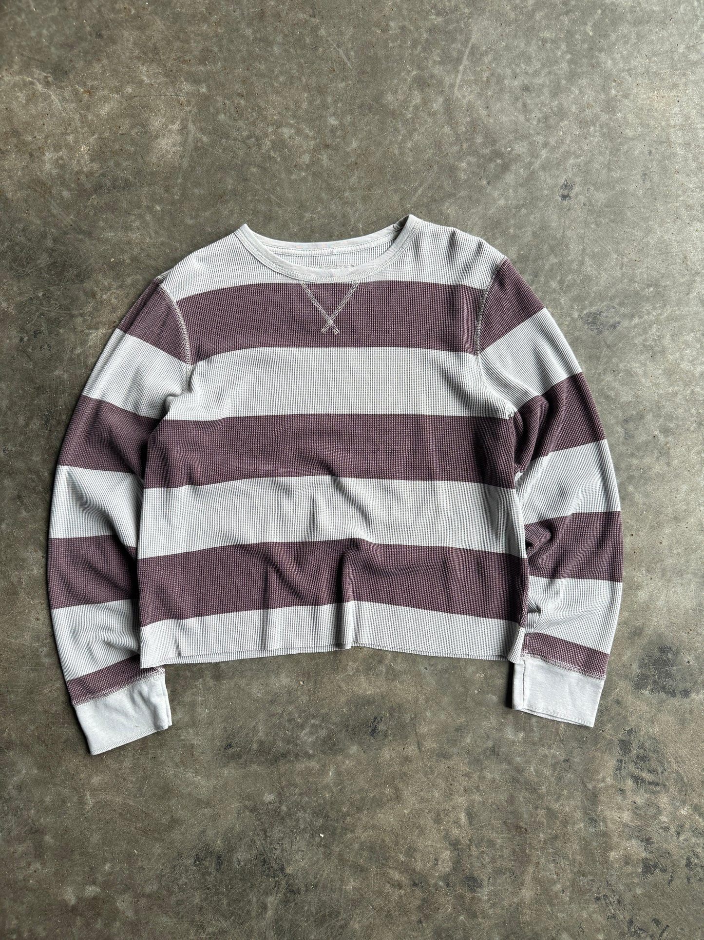 Vintage Faded Urban Striped Cropped Thermal - XL