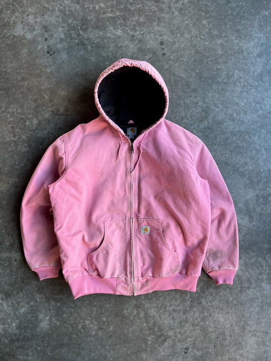 Vintage Baby Pink Hooded Carhartt Jacket - XL