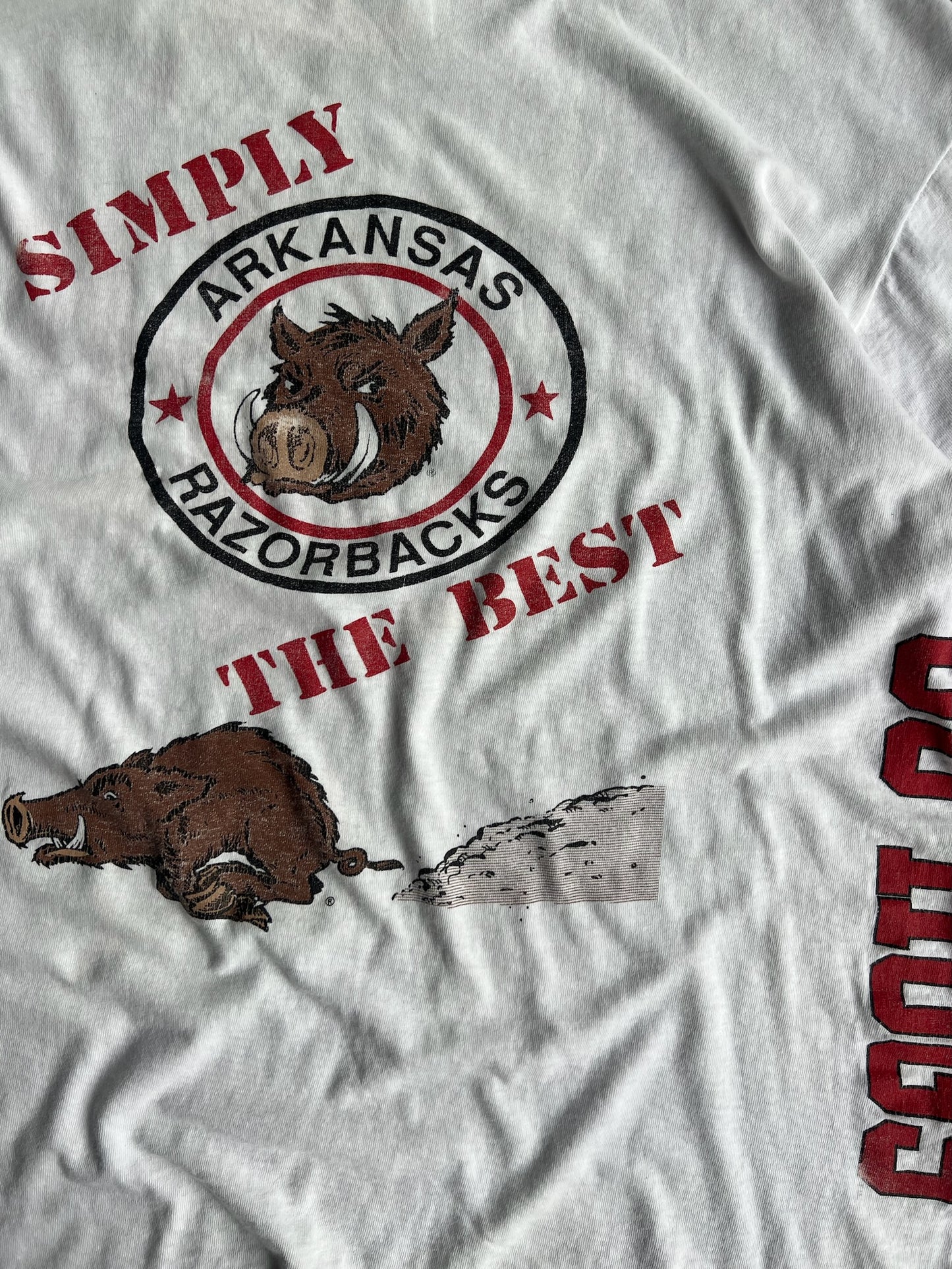 Vintage White Arkansas Razorbacks Shirt - XL