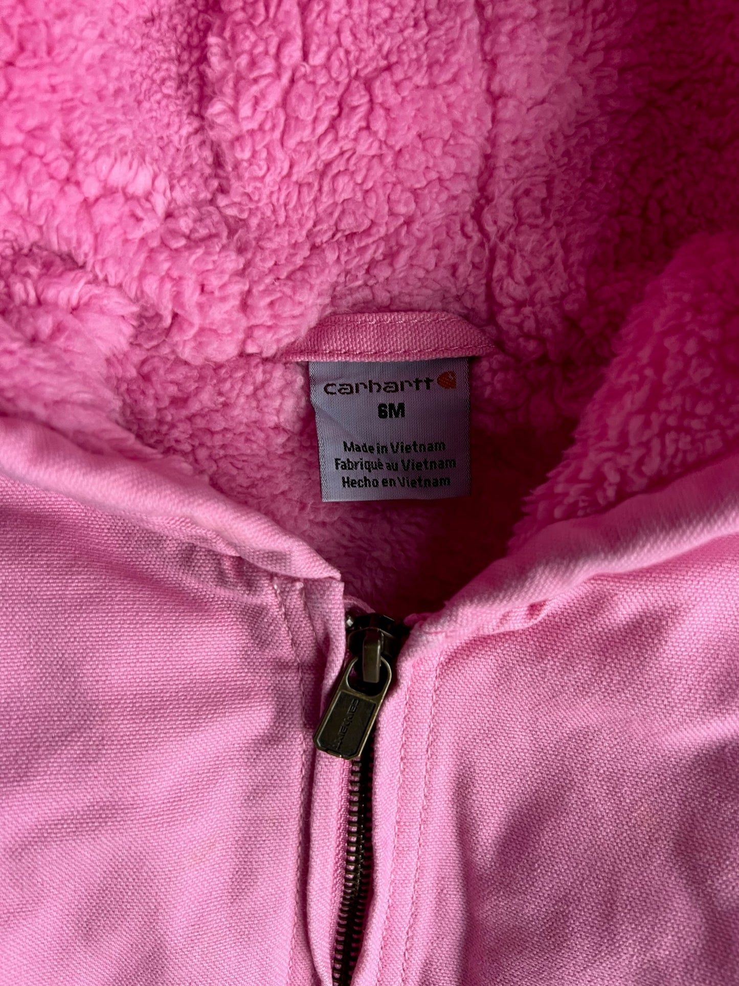 Vintage Baby Pink Sherpa Lined Carhartt Jacket - 6M