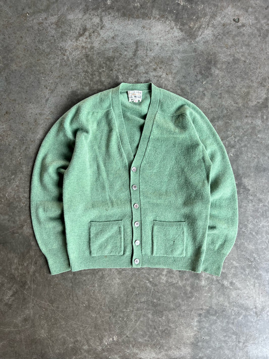 Vintage Lime Green Wool Cardigan - L