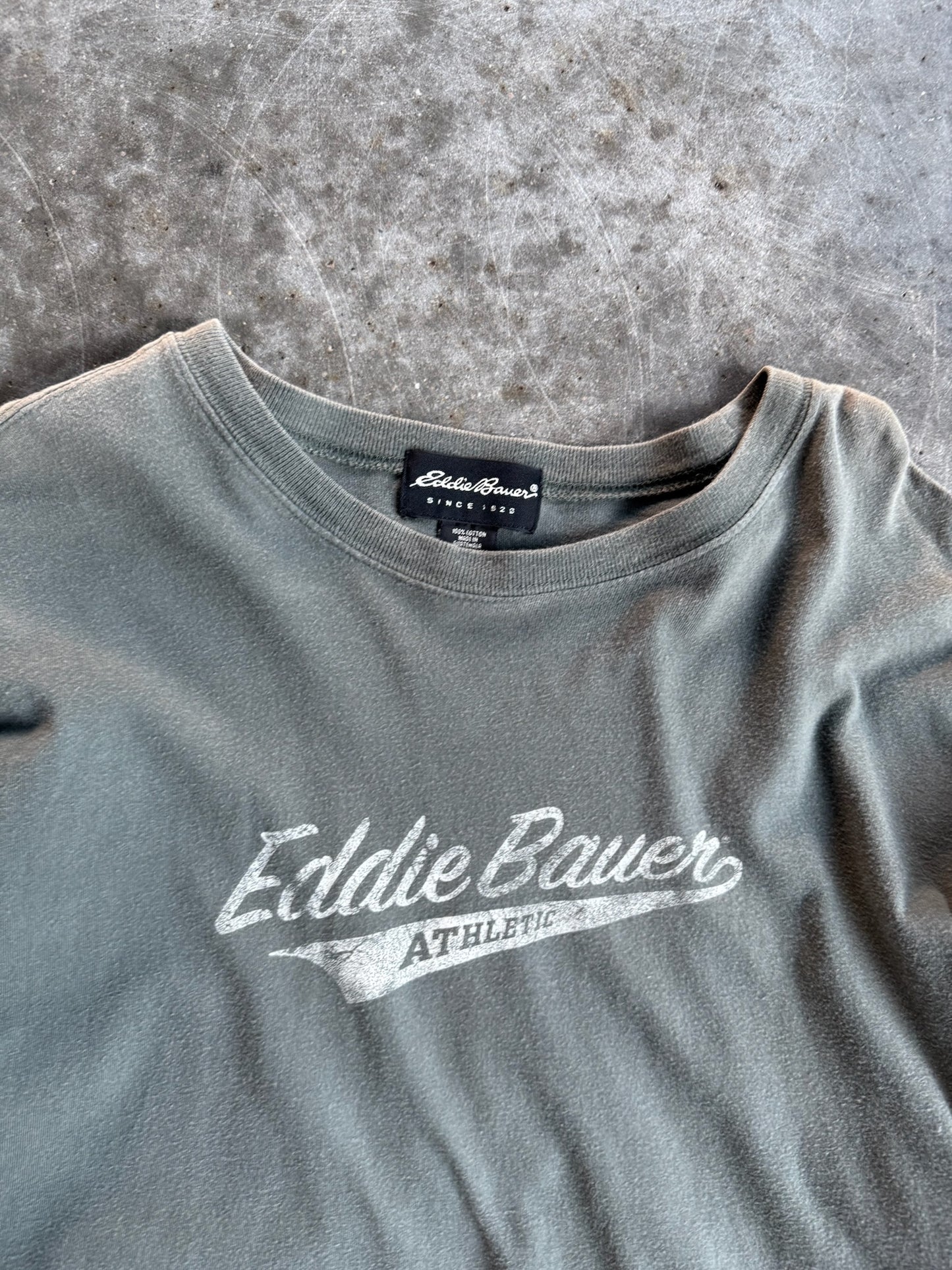 Vintage Olive Green Eddie Bauer Athletic Cropped Shirt - L