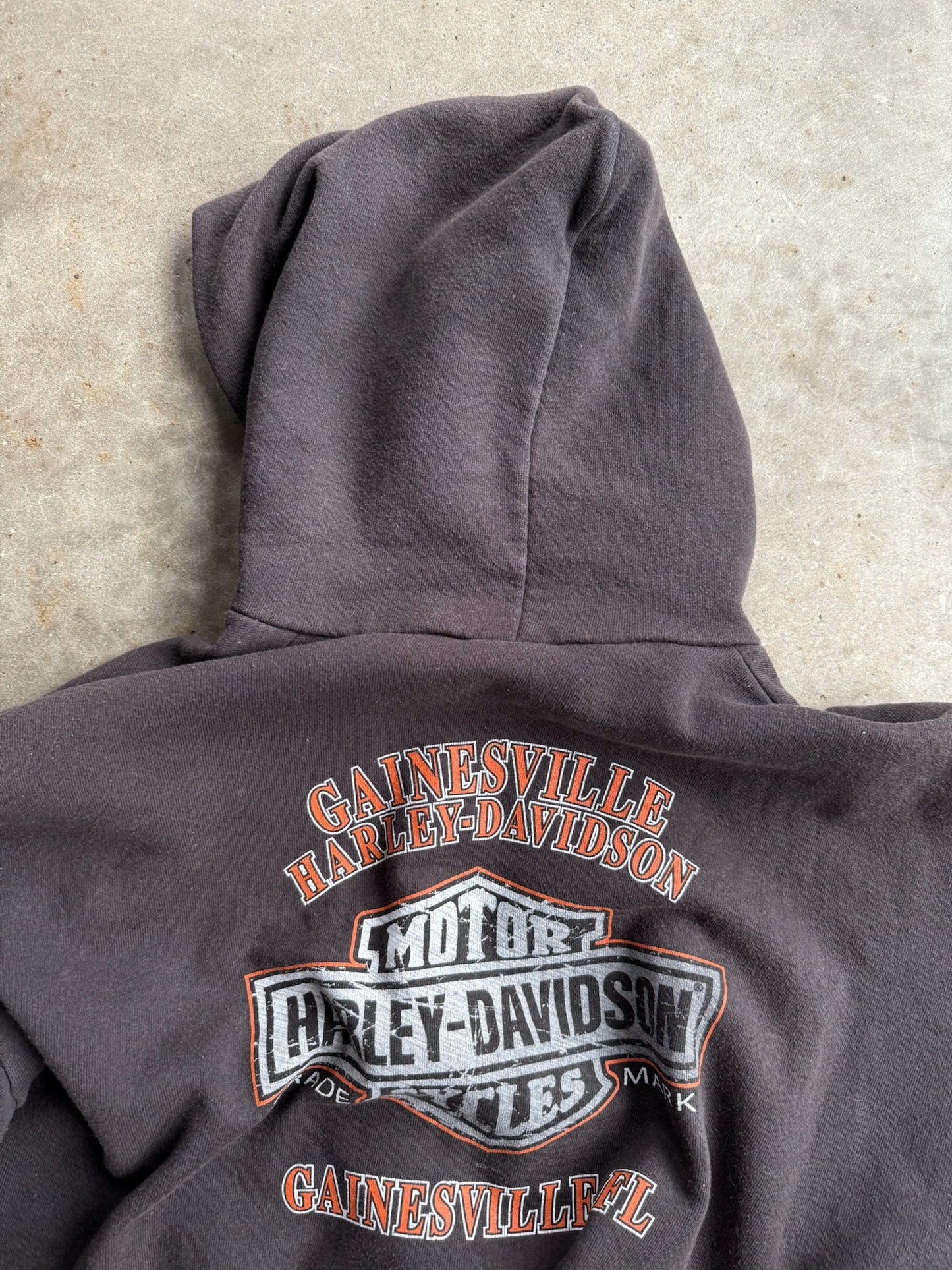 Vintage Black Harley Davidson Zip Up Hoodie - XL