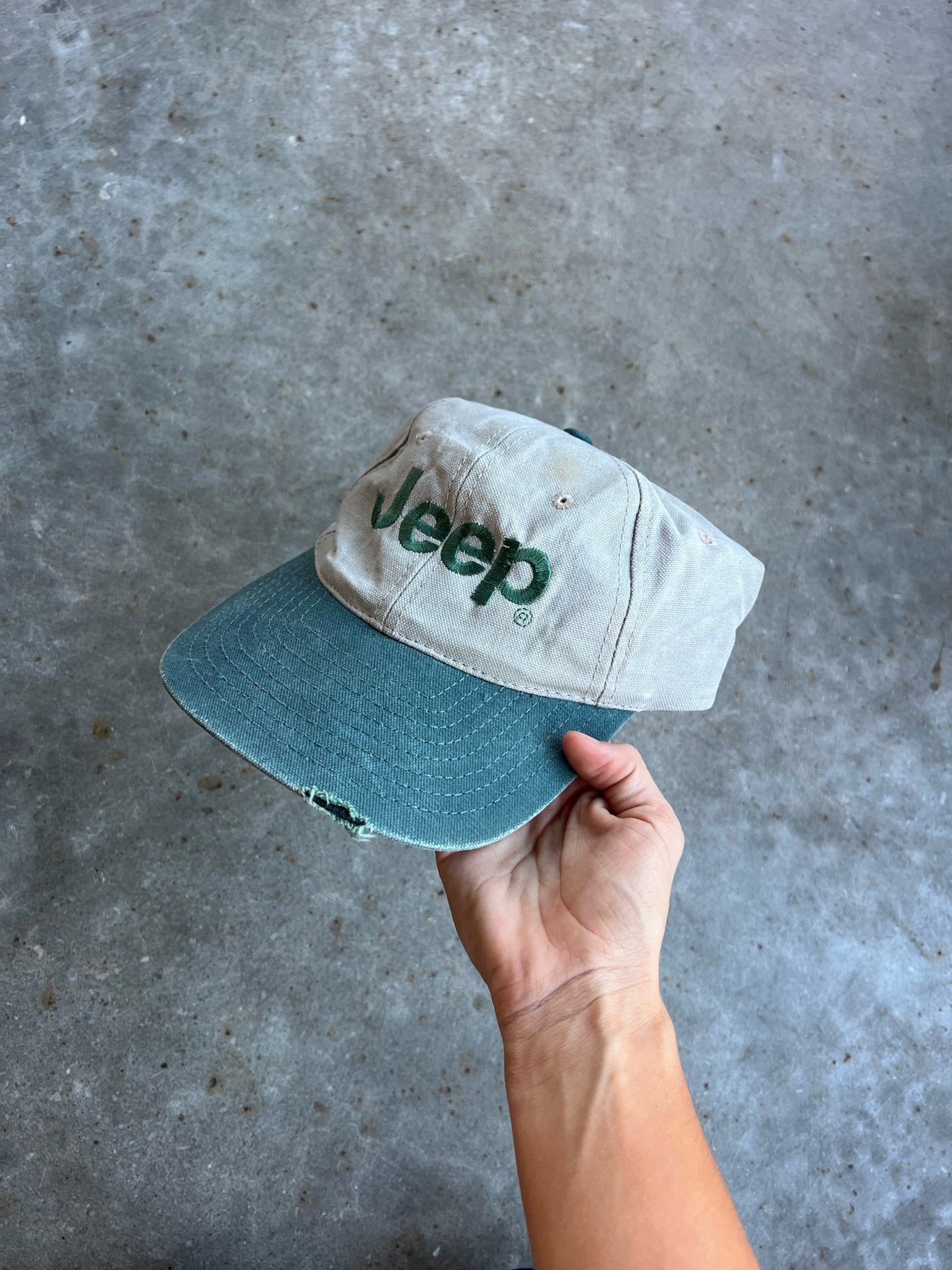 Vintage Two Toned Jeep StrapBack Hat