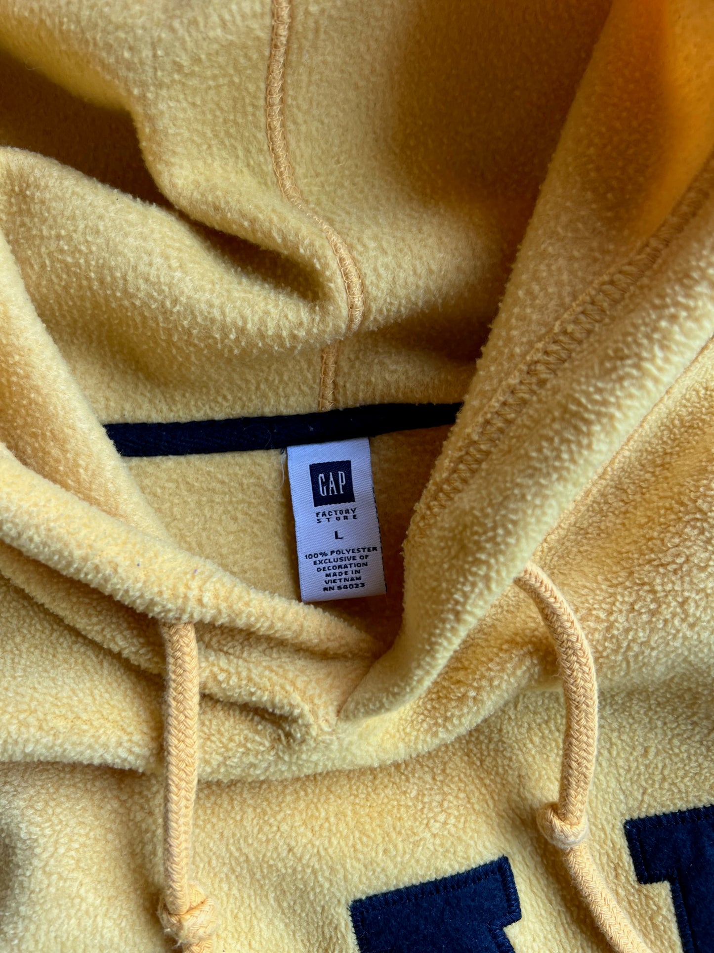 Vintage Yellow Fleece Gap Hoodie - L