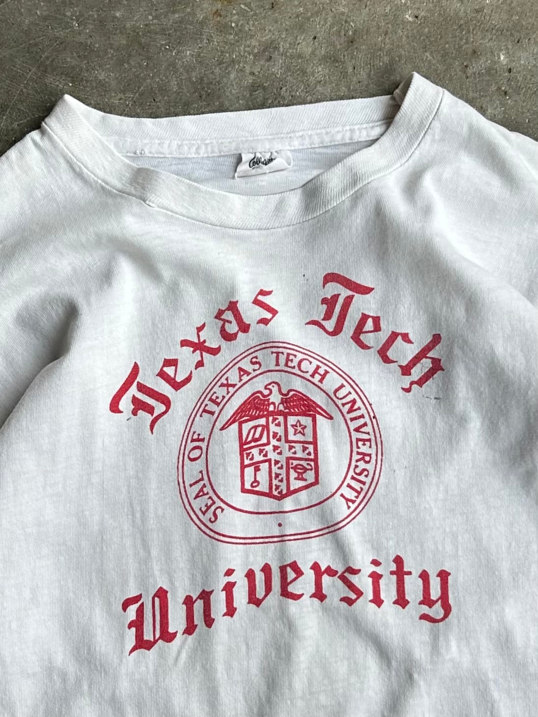 True Vintage White Texas Tech Distressed Tee - S