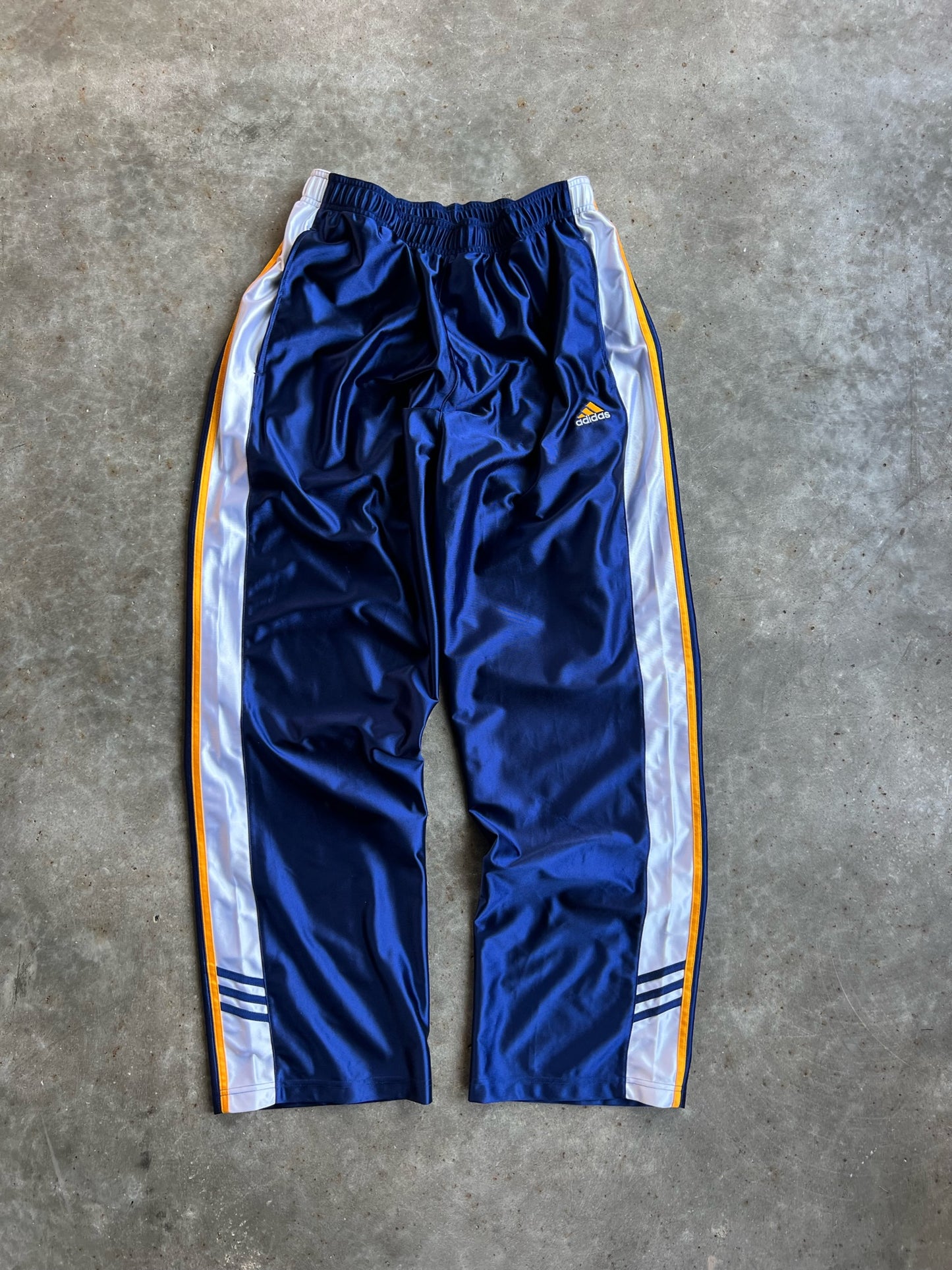 Vintage Navy/Yellow Adidas Track Pants - XL