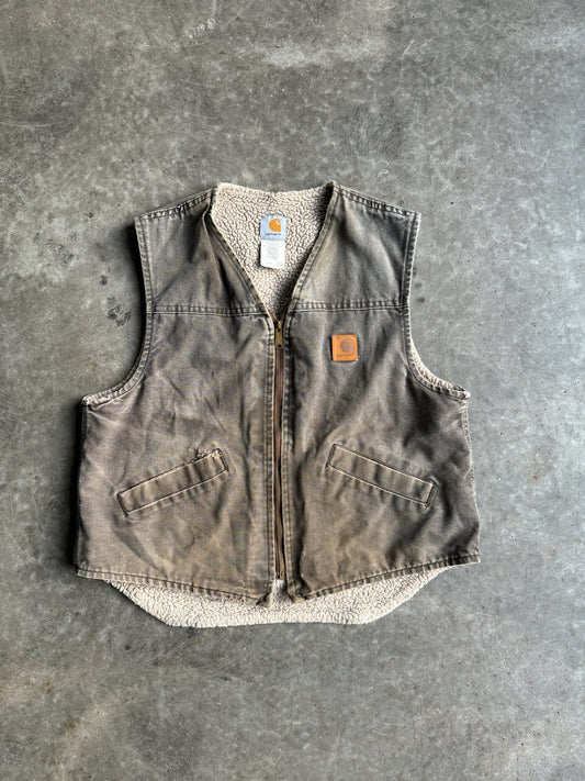 Vintage Carhartt Fleece Lined Zip Up Vest - L