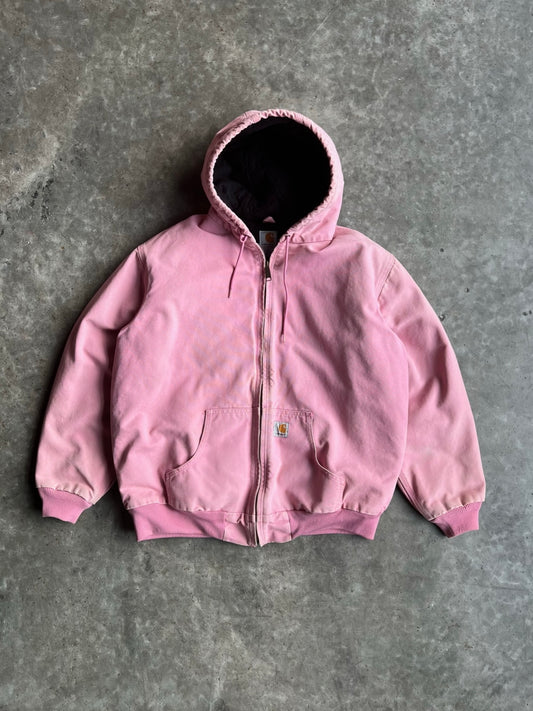 Vintage Baby Pink Hooded Carhartt Jacket - XL