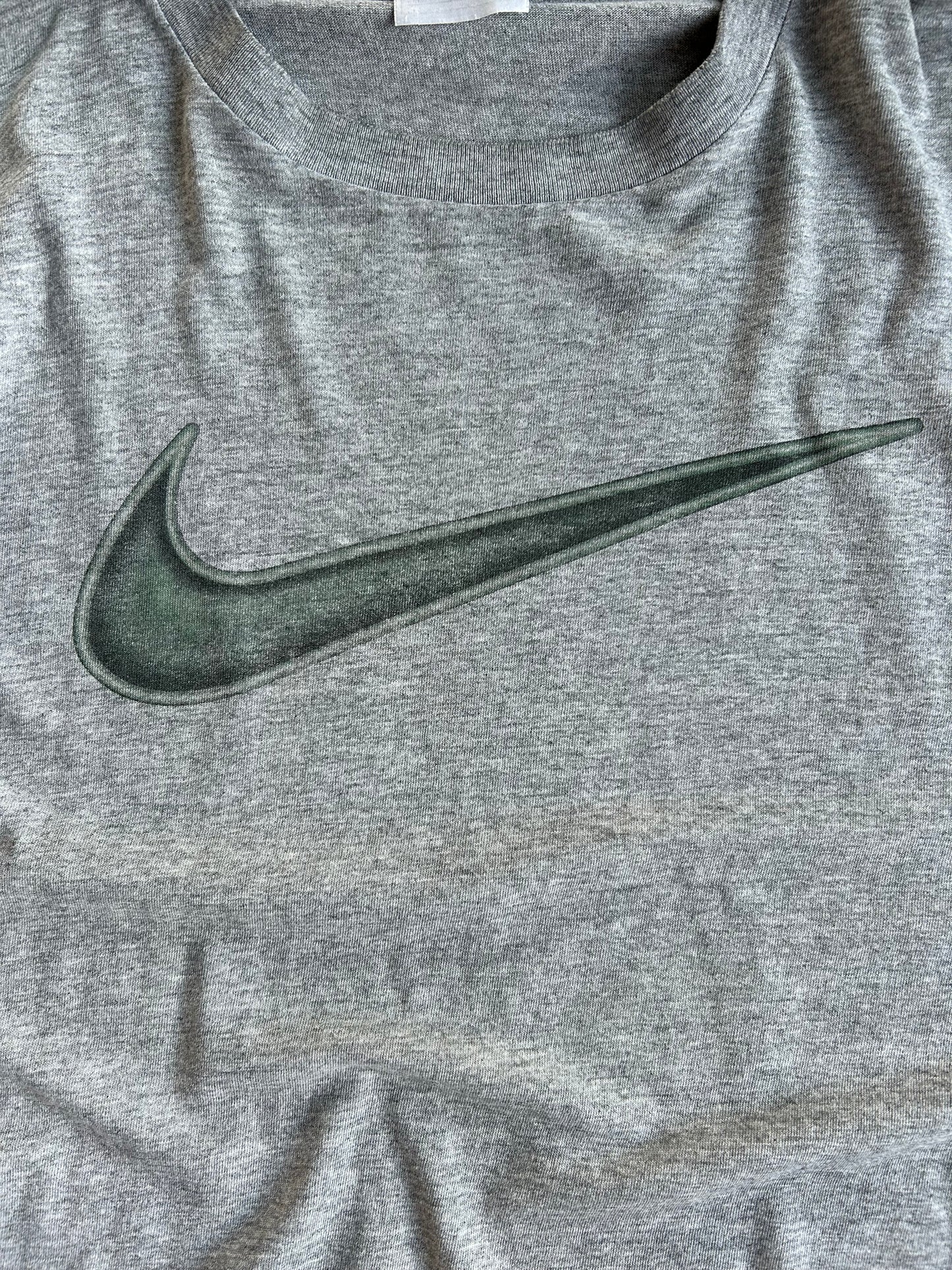 Vintage Grey Nike Green Swoosh Shirt - L