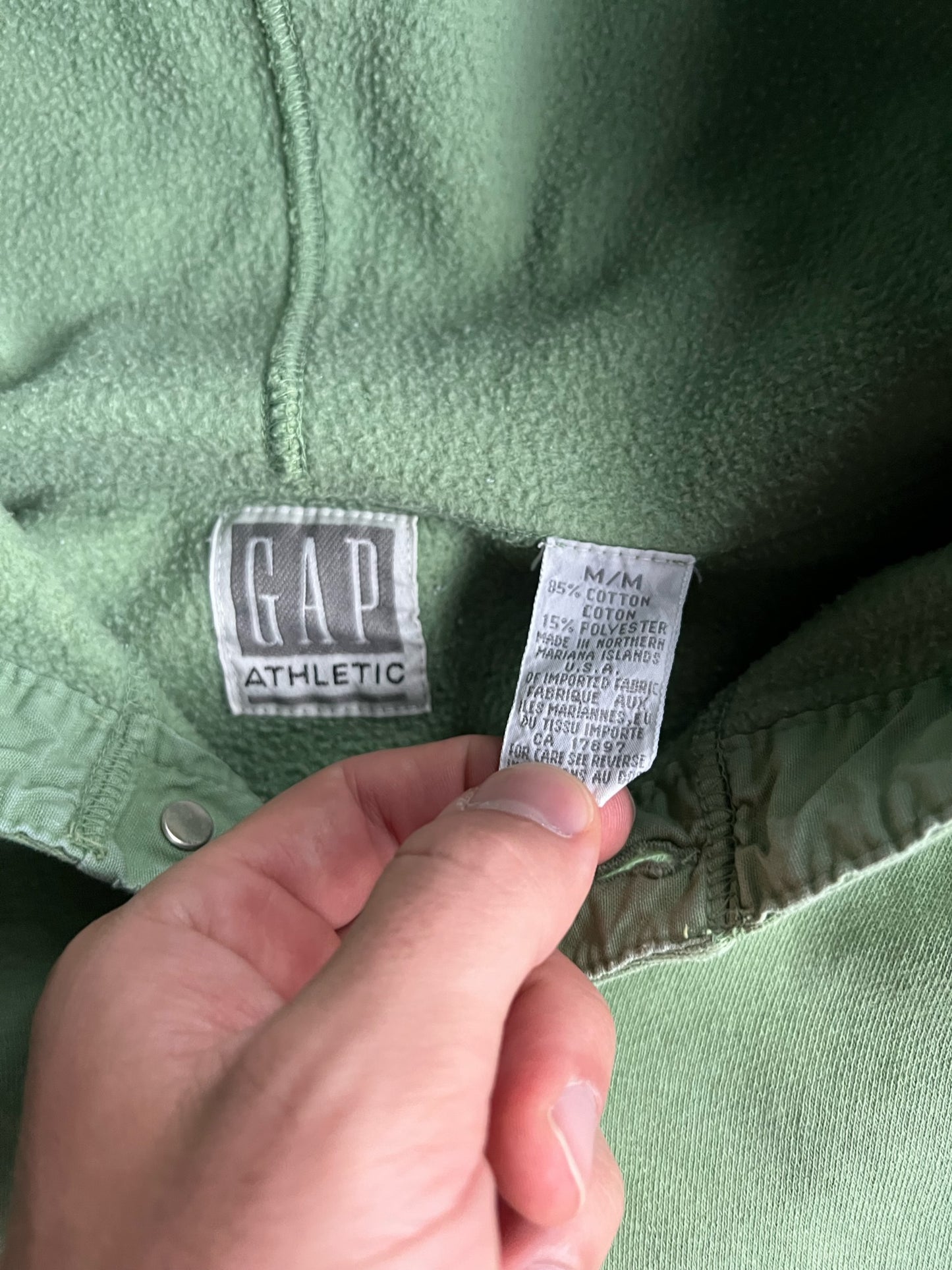 Vintage Green Gap Button Hoodie - L