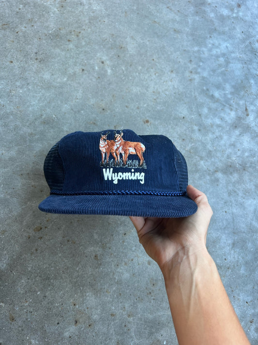 Vintage Navy Corduroy Wyoming Trucker Hat