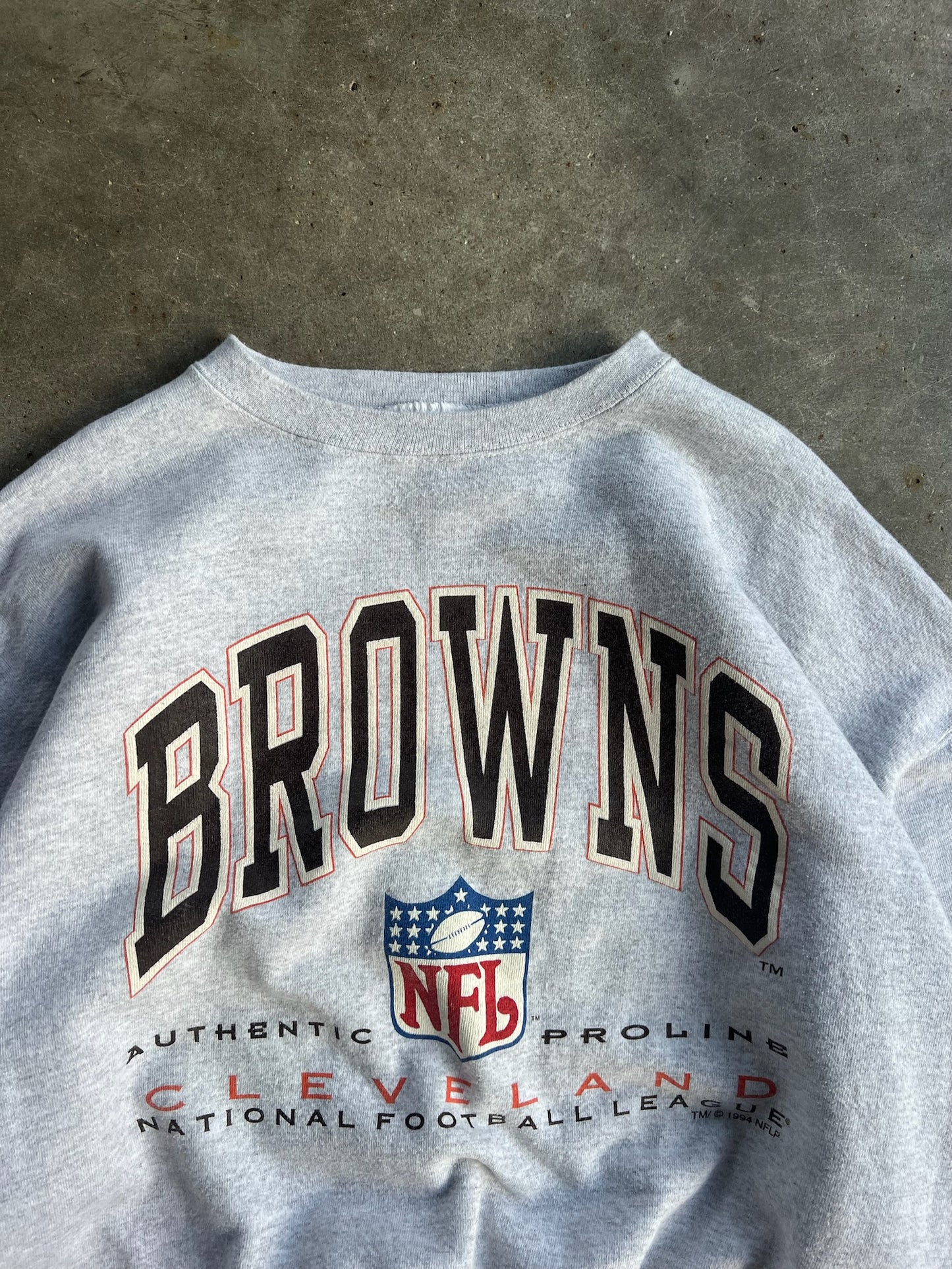 Vintage Grey Cleveland Browns NFL Crew - L