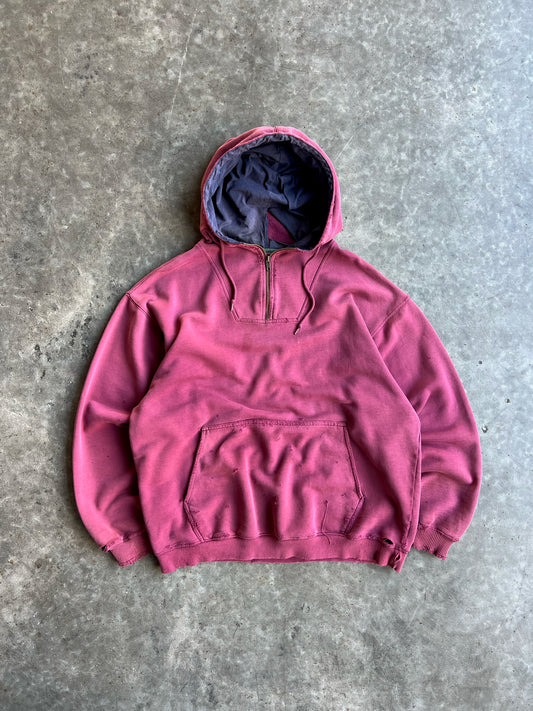 Vintage Magenta Eddie Bauer Quarter Zip Hoodie - M