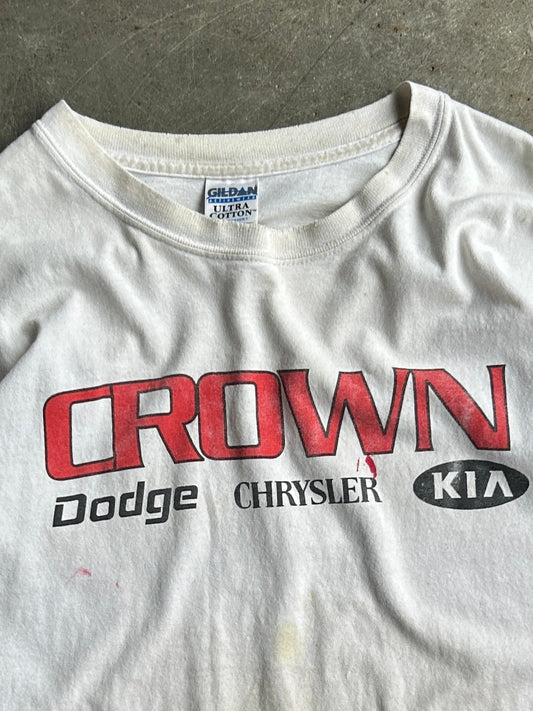 Vintage White Crown Racing Cropped Tee - XL
