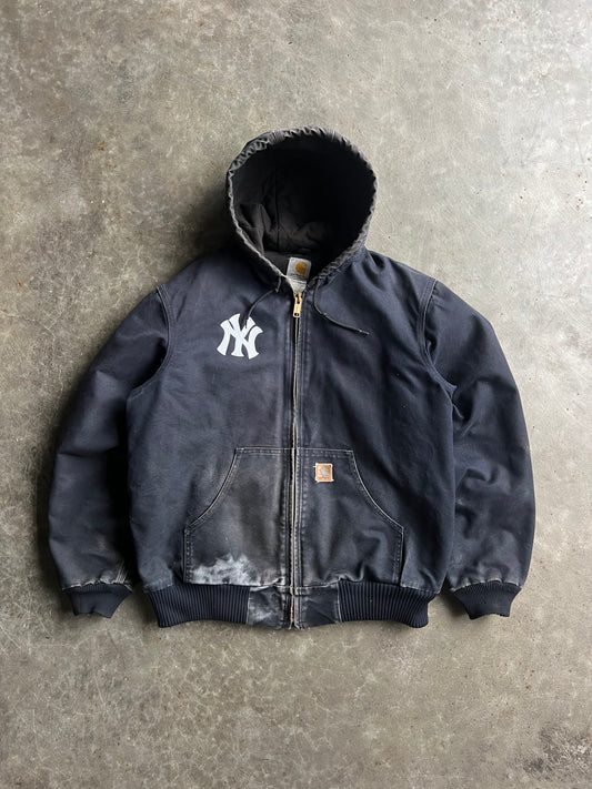 Vintage Navy Yankees Hooded Carhartt Jacket - M