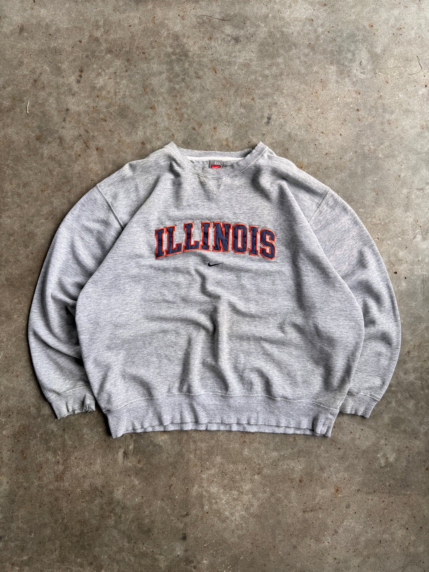 Vintage Grey Y2K Nike Illinois Crew - XXL