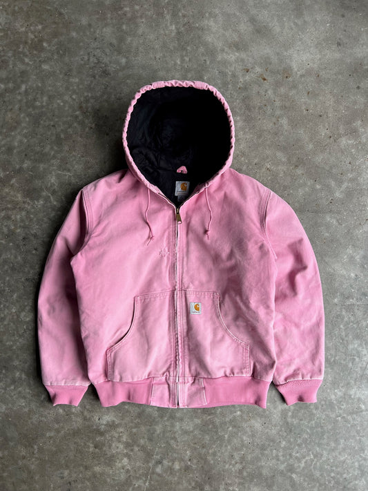 Vintage Baby Pink Hooded Carhartt Jacket - M