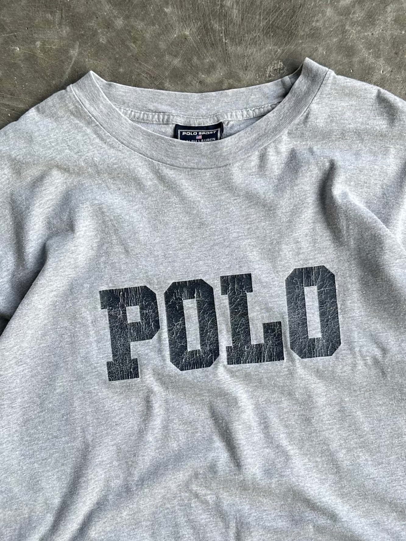 Vintage Grey Polo Cropped Tee - XL